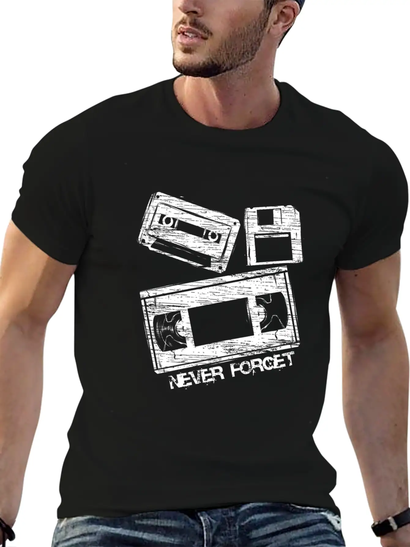 Never Forget Audio Cassette Tape Lightweight Cotton T-Shirt – Daily Comfort Graphic Shirt