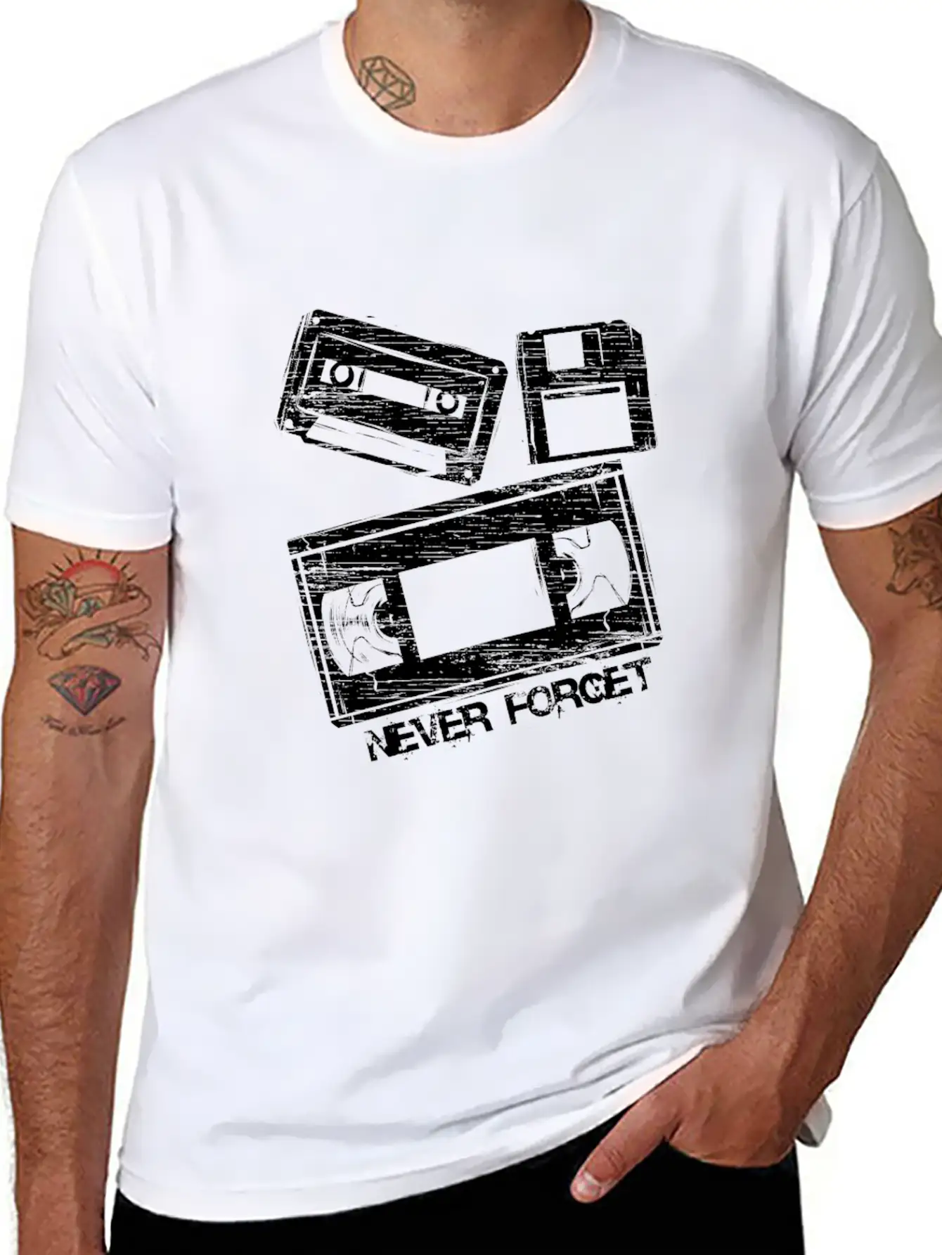 Never Forget Audio Cassette Tape Lightweight Cotton T-Shirt – Daily Comfort Graphic Shirt
