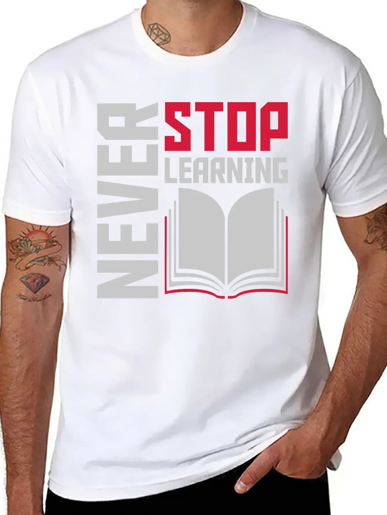 Never Stop Learning Quote Relaxed Everyday Tee – Lightweight And Durable Cotton