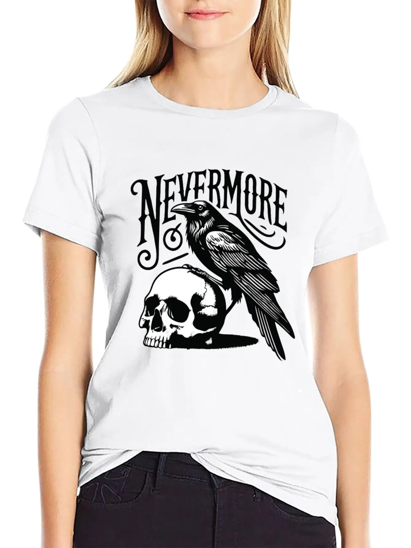Nevermore The Raven Edgar Allan Poe Gothic Basic Graphic T-Shirt – Daily Comfort In Soft Cotton