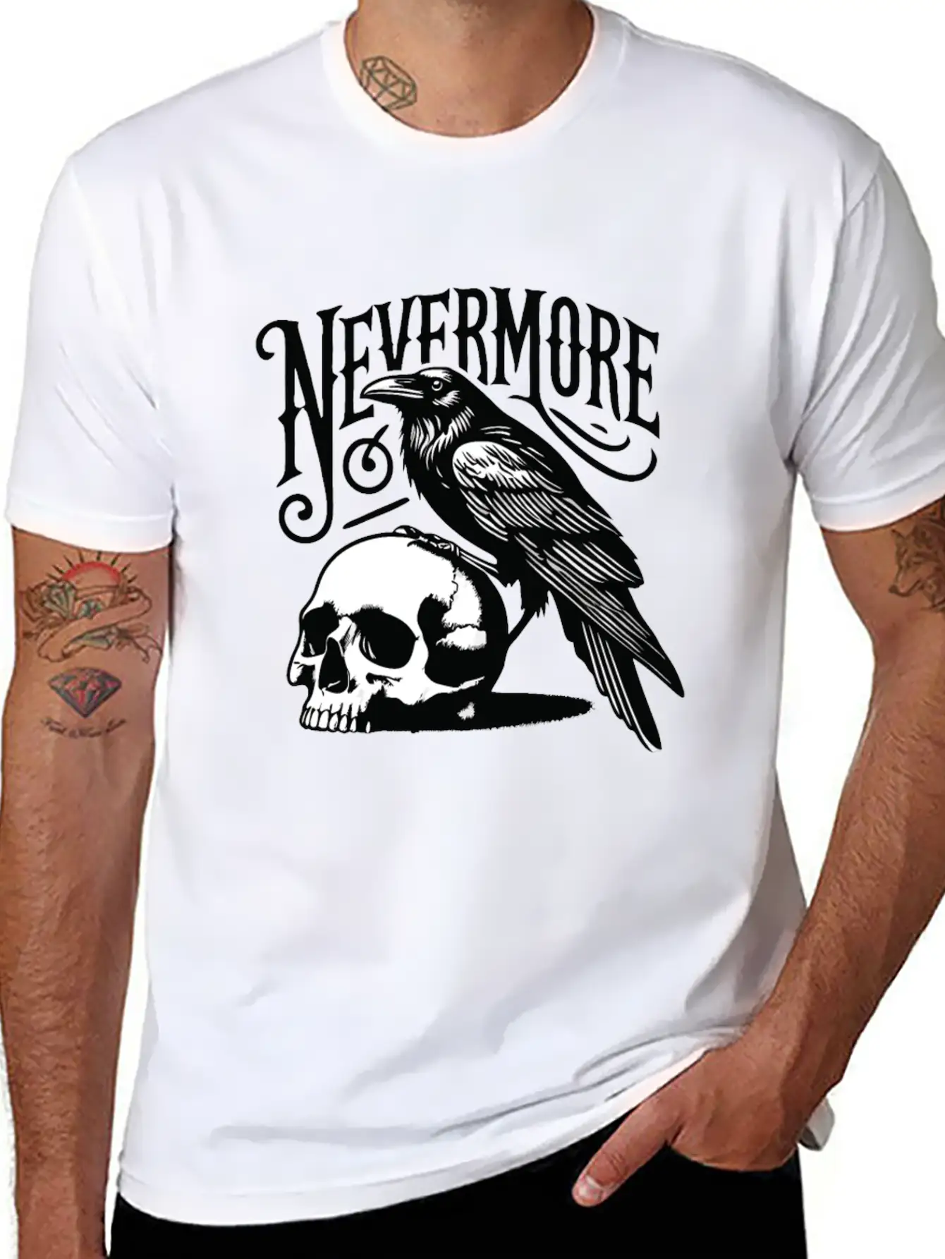 Nevermore The Raven Edgar Allan Poe Gothic Basic Graphic T-Shirt – Daily Comfort In Soft Cotton