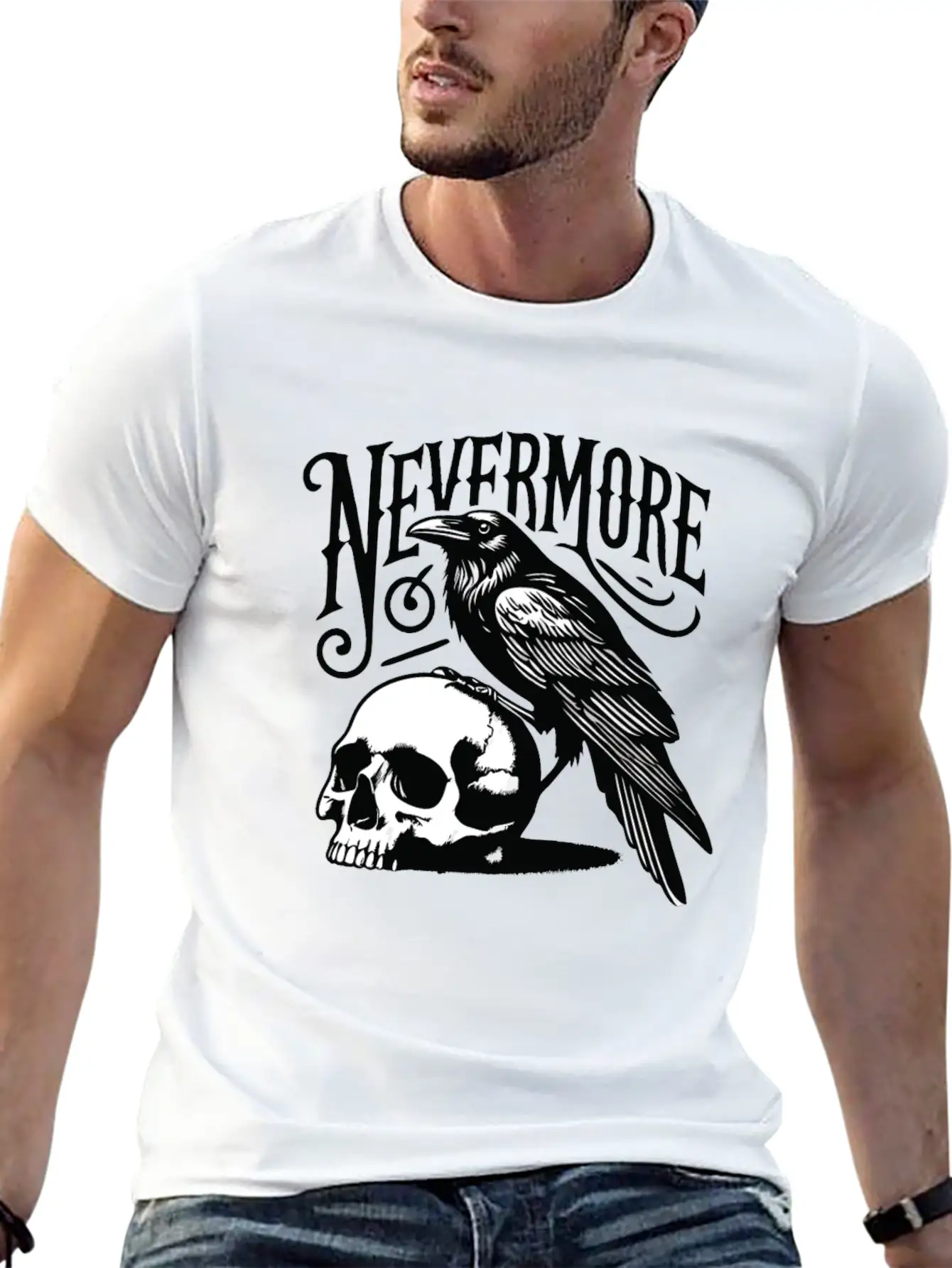 Nevermore The Raven Edgar Allan Poe Gothic Basic Graphic T-Shirt – Daily Comfort In Soft Cotton