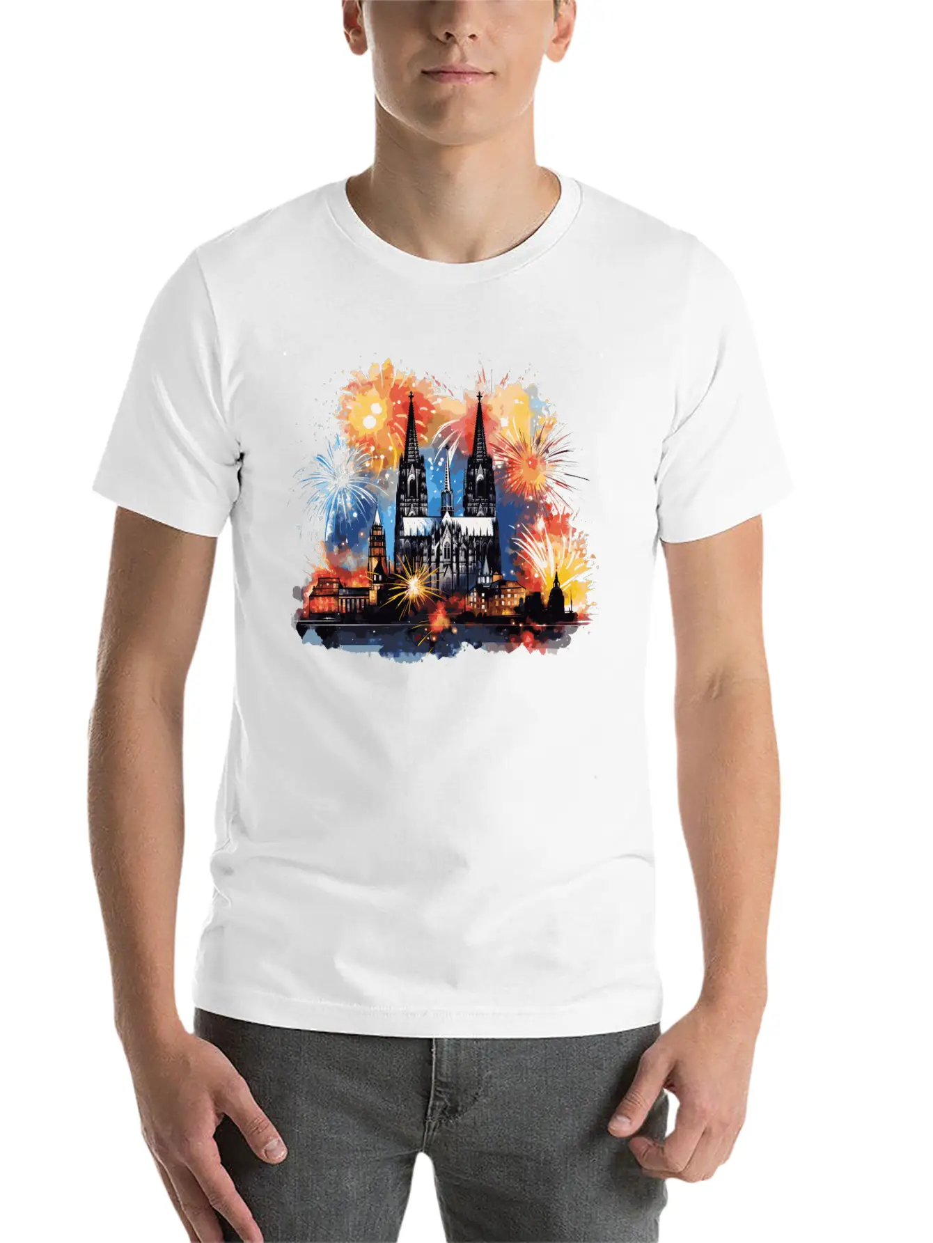 New Years Eve Happy New Year Firework In Cologne Stylish Everyday T-Shirt – Unisex Basic Cotton Tee