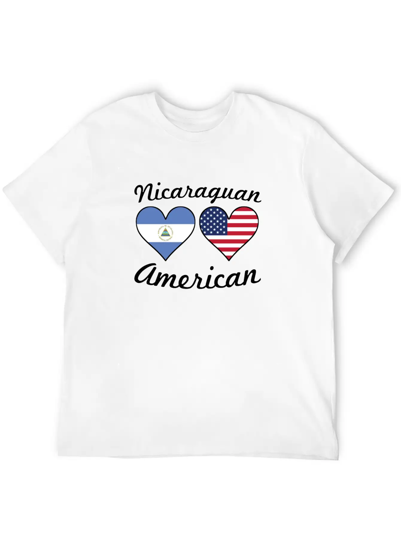 Nicaraguan American Flag Hearts Classic Cotton Tee – Unisex Comfort For Any Season