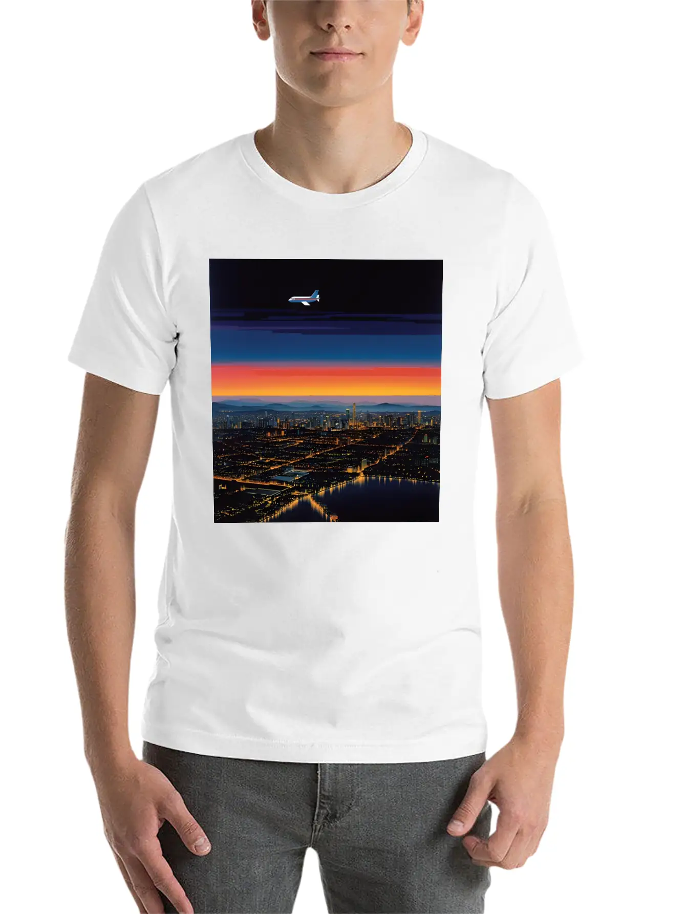 Nightscape Urban Hiroshi Nagai Abstract Classic Cotton Tee – Unisex Comfort For Any Season