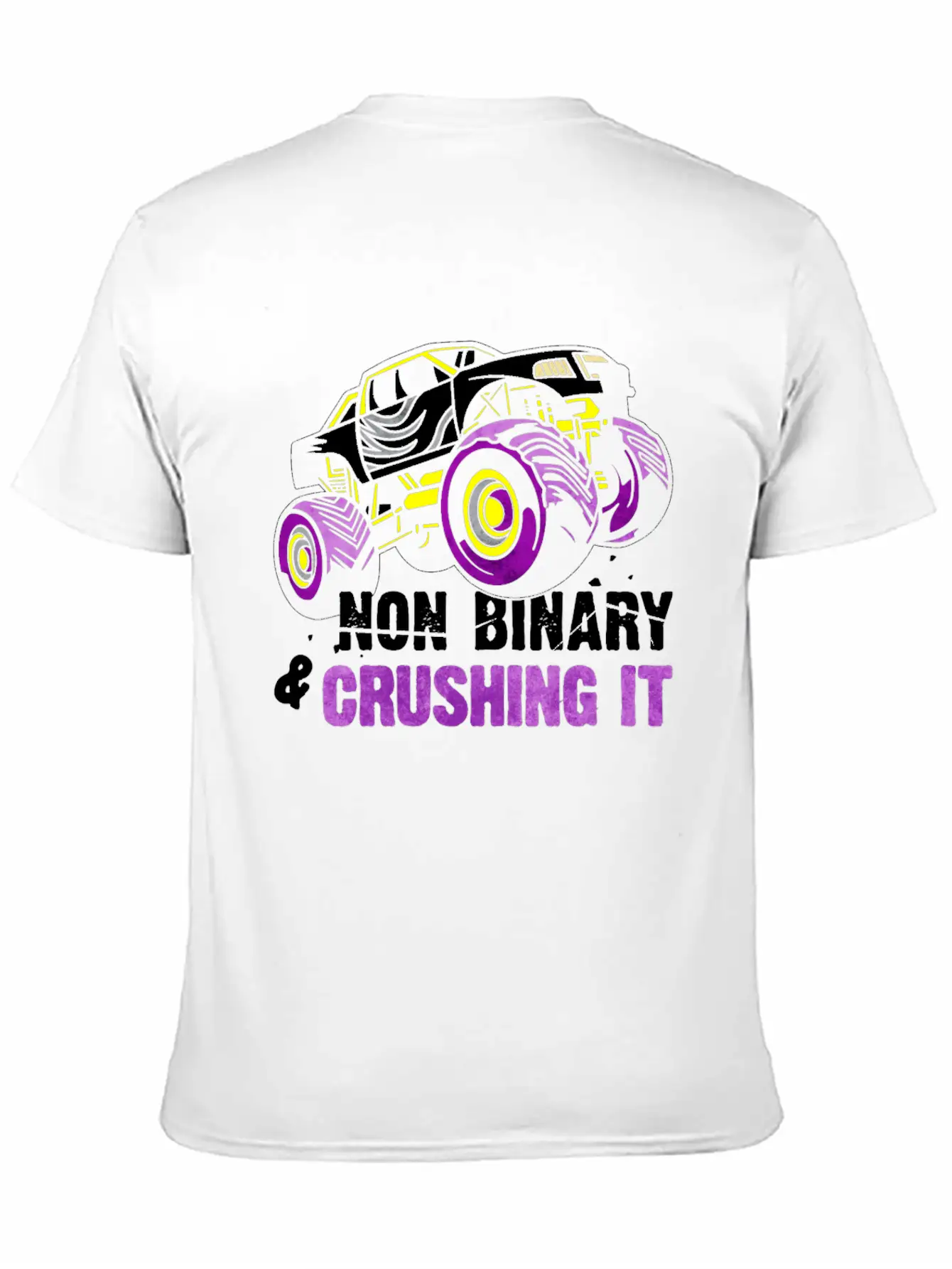 Non Binary Pride Flag Monster Truck Lightweight Cotton T-Shirt – Daily Comfort Graphic Shirt