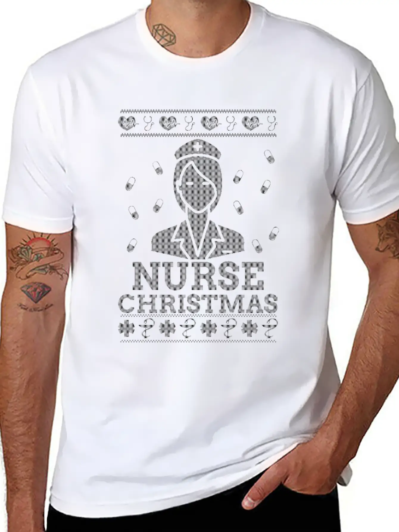 Nurse Ugly Christmas Xmas Nurses Gifts Nursing Basic Graphic T-Shirt – Daily Comfort In Soft Cotton