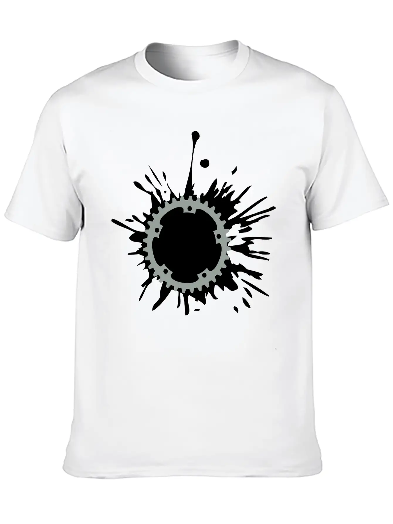 Oil Blob Splatter Color Bicycle Gear Mechanical Me Stylish Everyday T-Shirt – Unisex Basic Cotton Tee