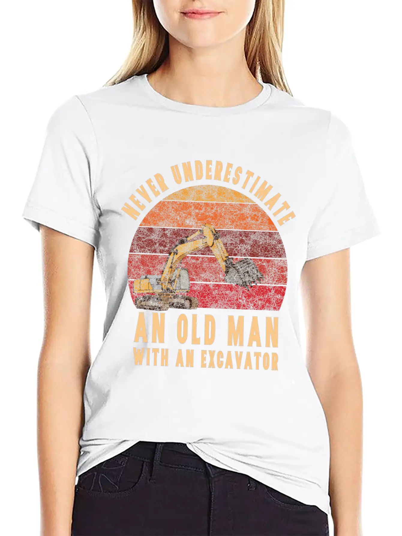 Old Man With An Excavator Stylish Everyday T-Shirt – Unisex Basic Cotton Tee