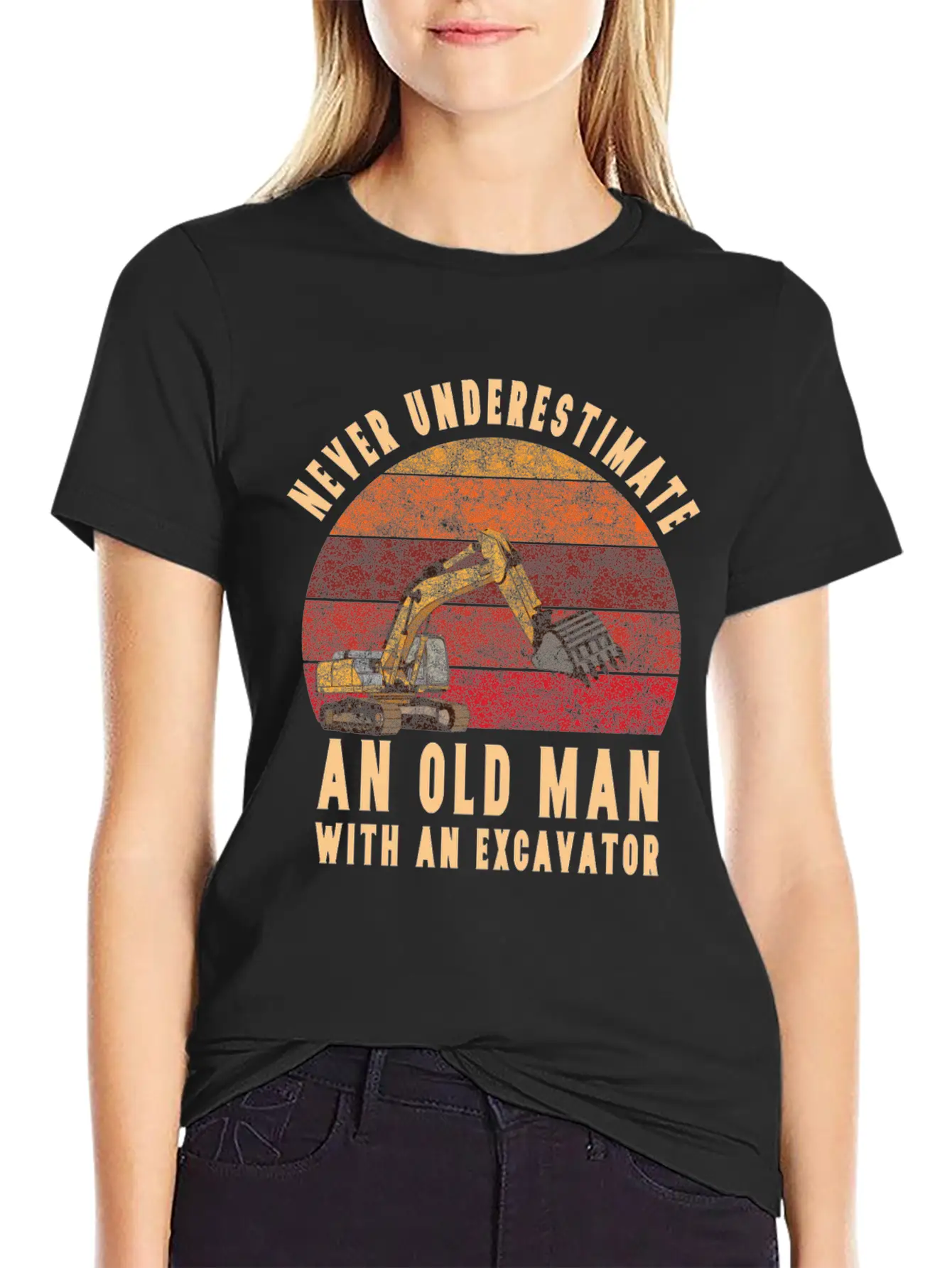 Old Man With An Excavator Stylish Everyday T-Shirt – Unisex Basic Cotton Tee