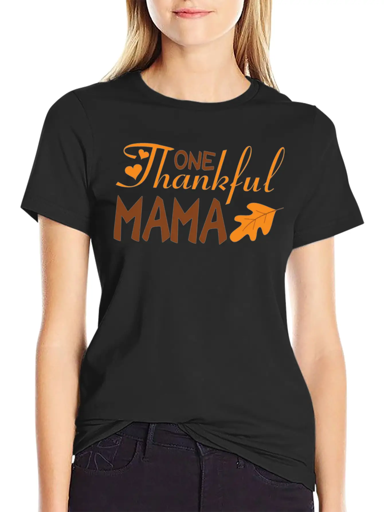 One Thankful Mama Autumn Time Acorn Leaf Basic Graphic T-Shirt – Daily Comfort In Soft Cotton