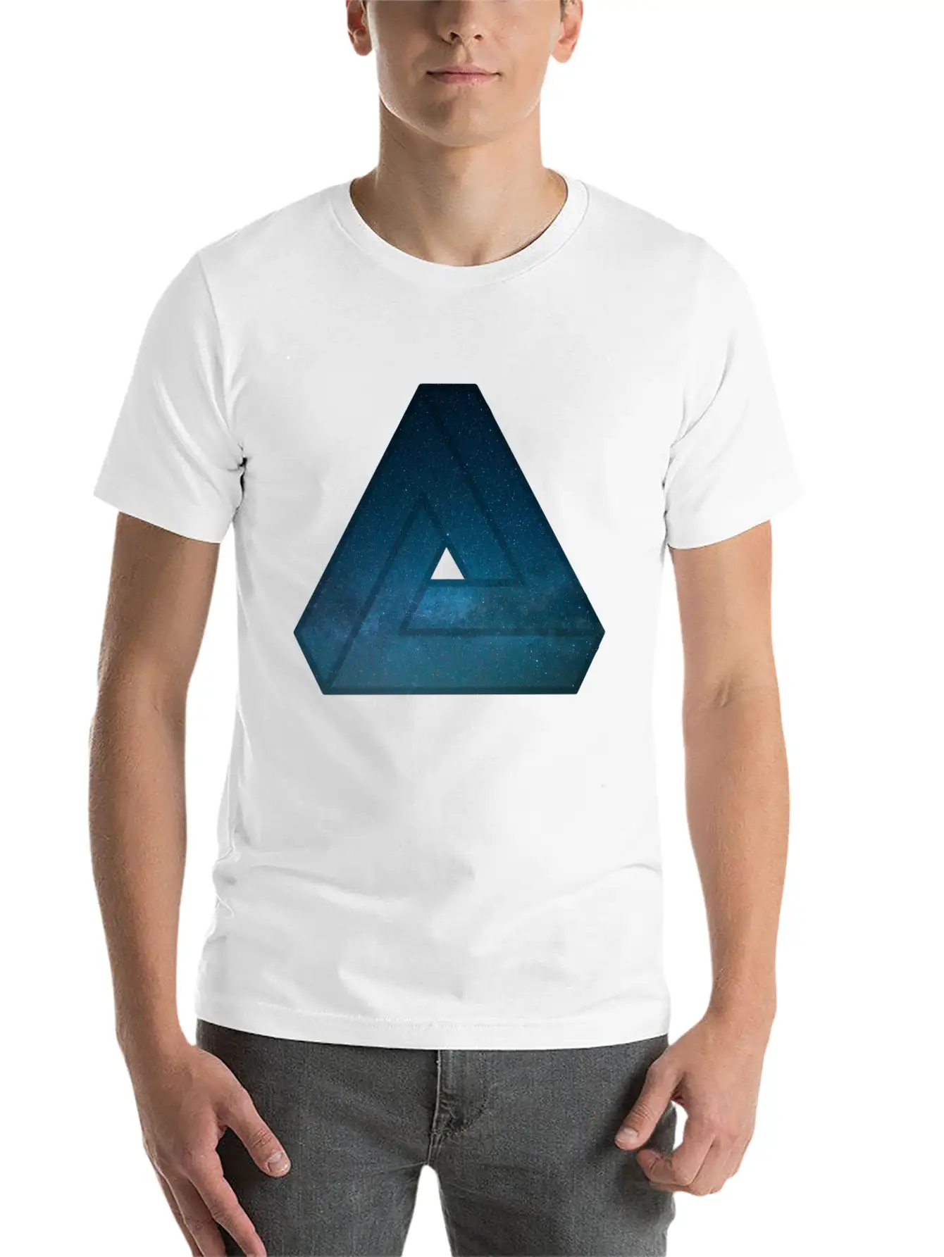 Optical Illusion Illusion Galaxy Triangle Stylish Everyday T-Shirt – Unisex Basic Cotton Tee