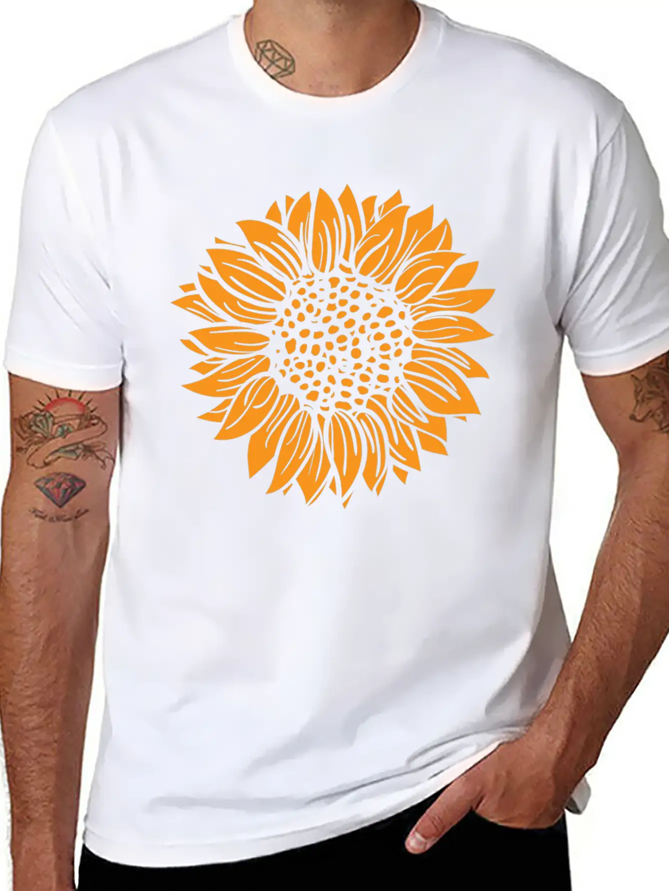 Orange Sunflower Basic Graphic T-Shirt – Daily Comfort In Soft Cotton