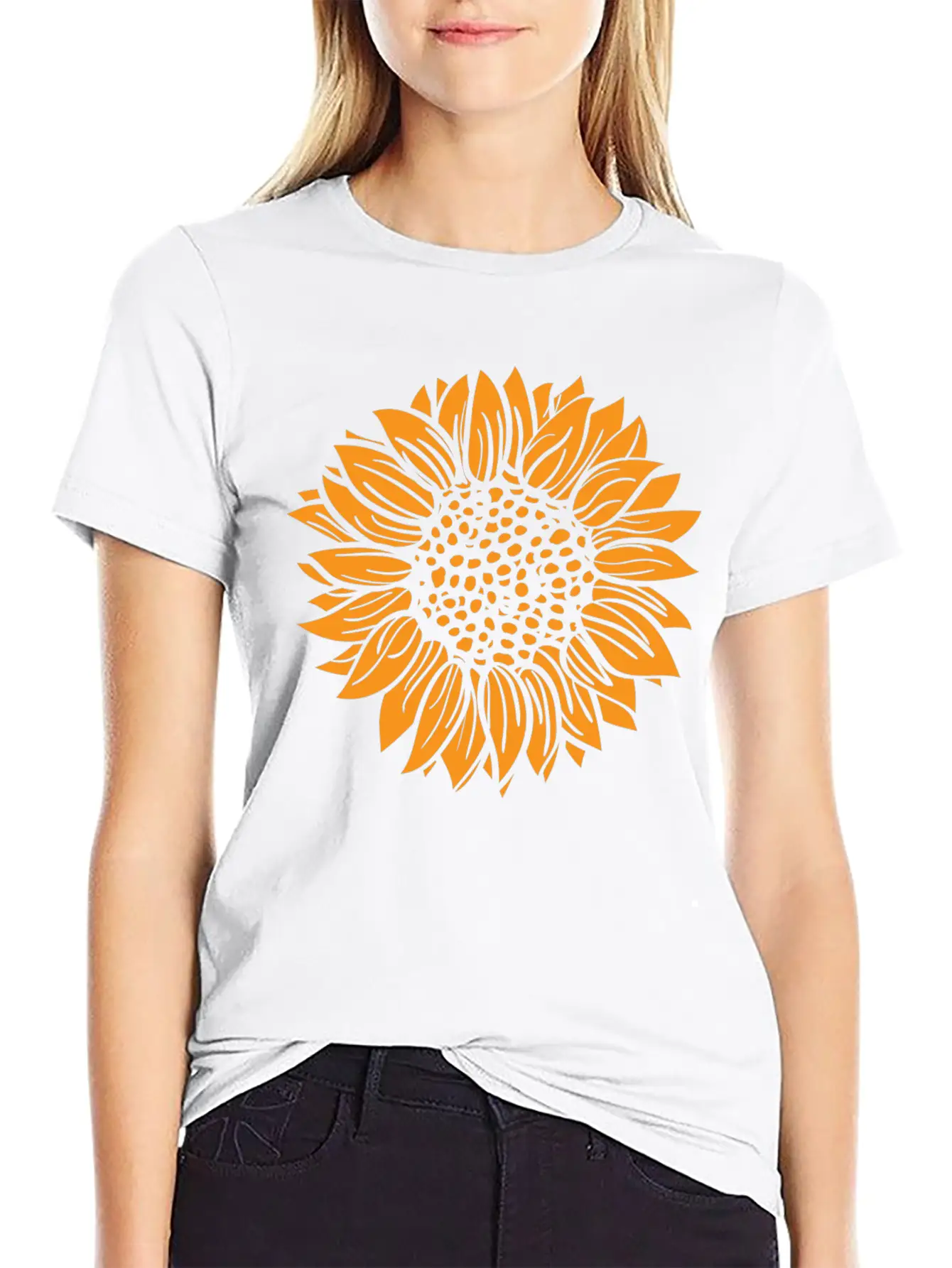 Orange Sunflower Basic Graphic T-Shirt – Daily Comfort In Soft Cotton