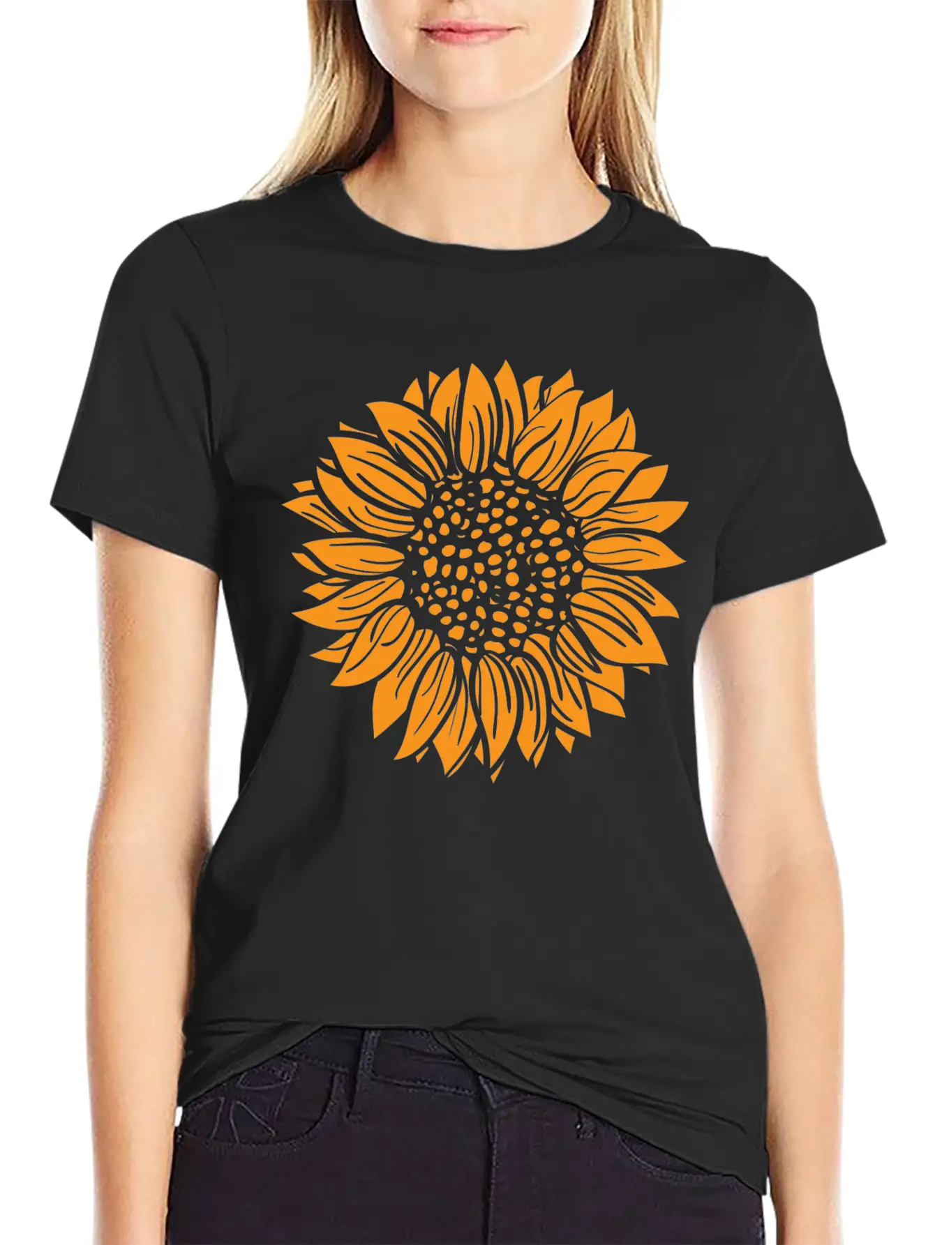 Orange Sunflower Basic Graphic T-Shirt – Daily Comfort In Soft Cotton