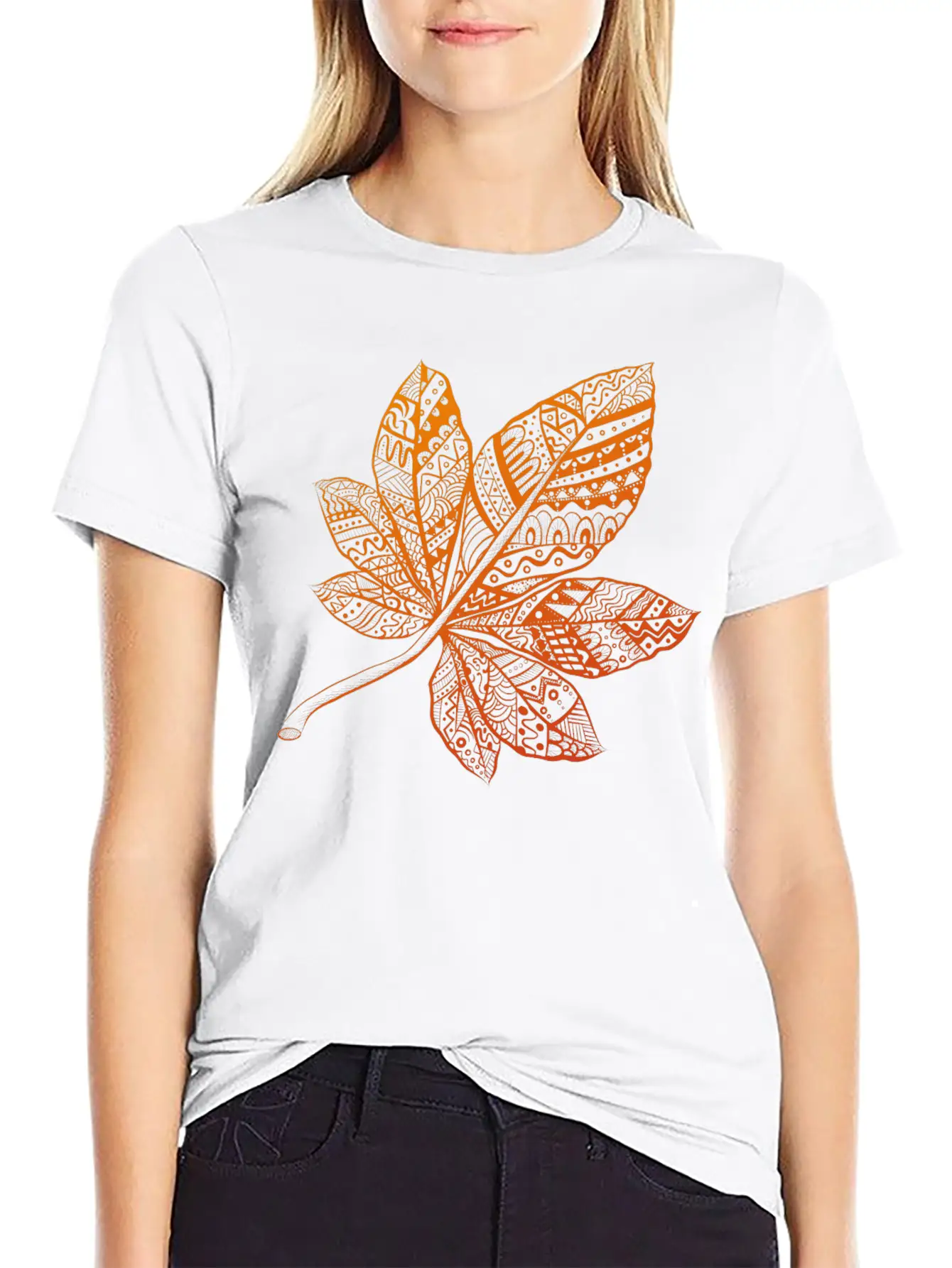 Ornamental Autumn Leaf Unisex Cotton Tee – Relaxed Fit For Any Occasion