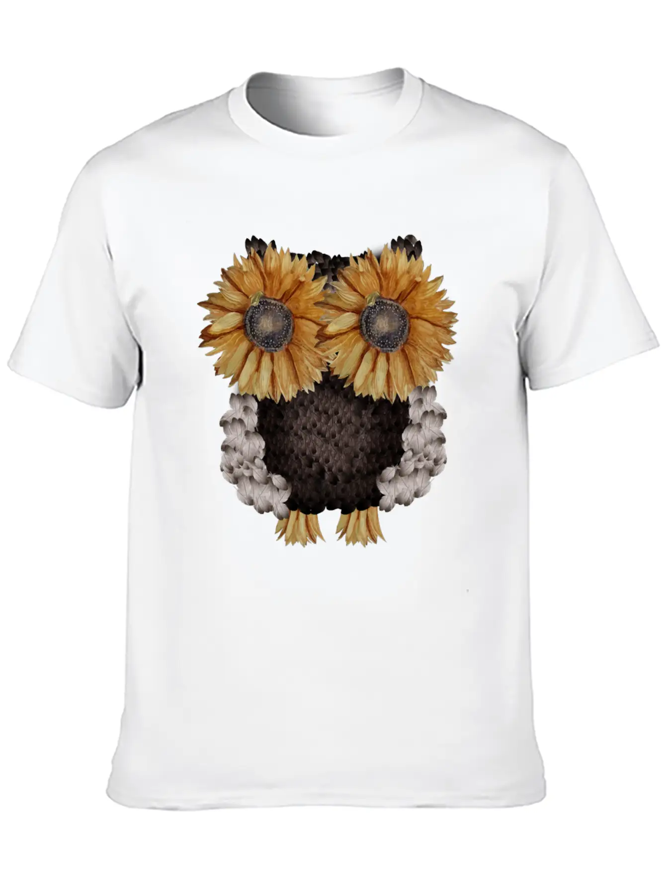 Owl Made Of Sunflower Seeds Stylish Everyday T-Shirt – Unisex Basic Cotton Tee
