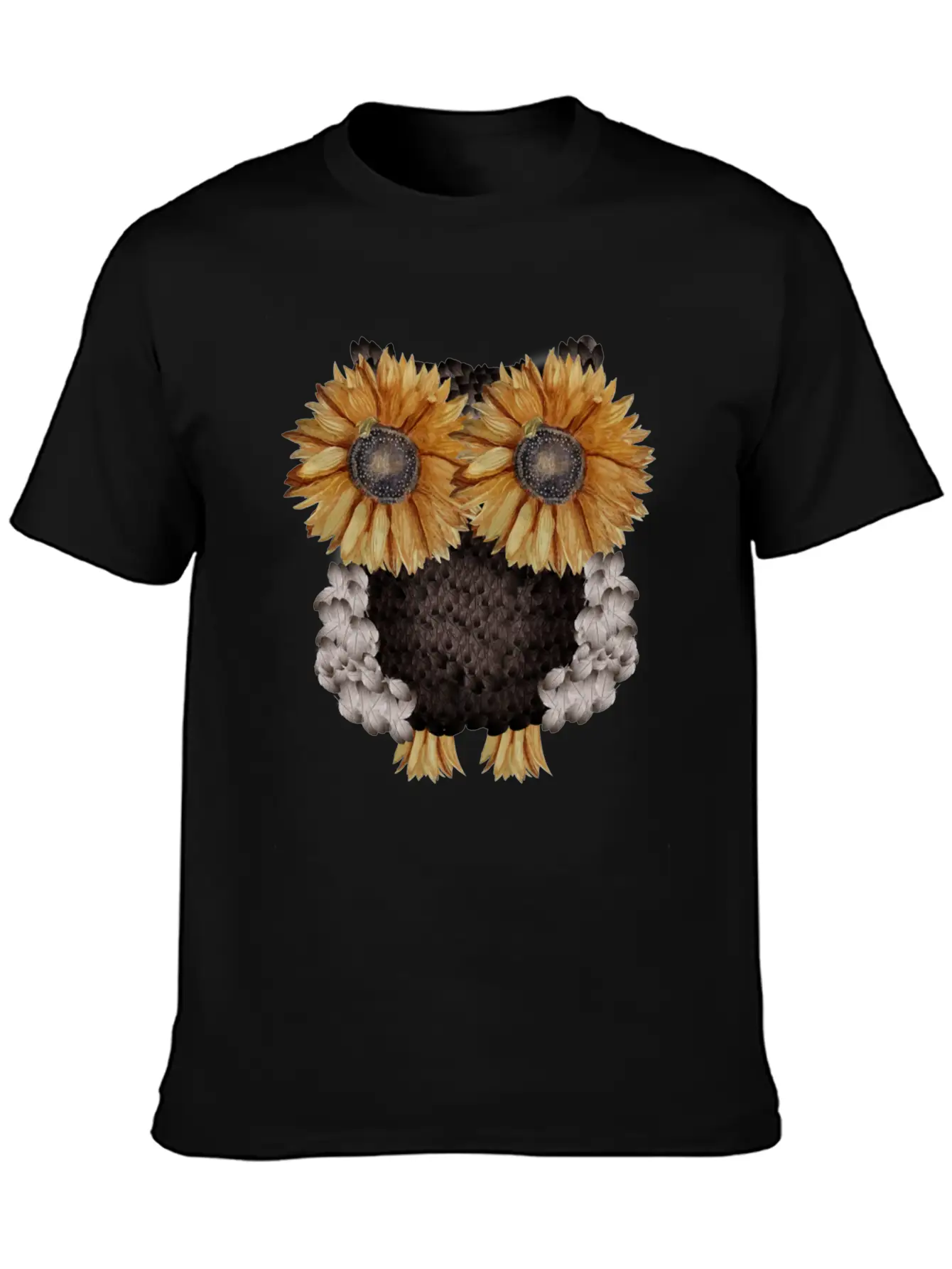 Owl Made Of Sunflower Seeds Stylish Everyday T-Shirt – Unisex Basic Cotton Tee