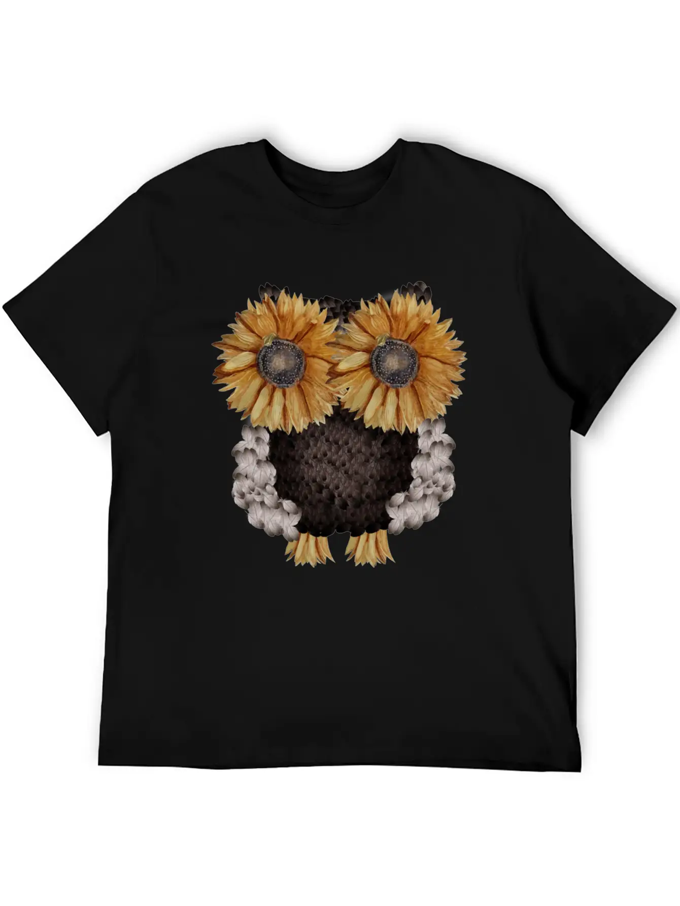 Owl Made Of Sunflower Seeds Stylish Everyday T-Shirt – Unisex Basic Cotton Tee