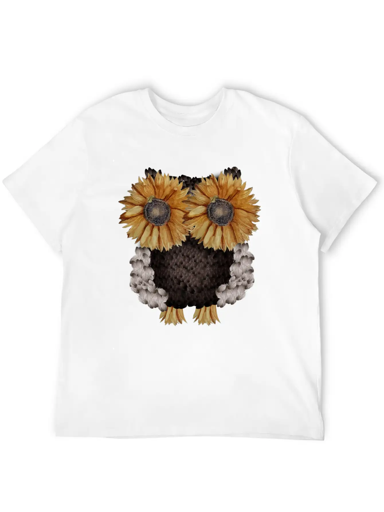 Owl Made Of Sunflower Seeds Stylish Everyday T-Shirt – Unisex Basic Cotton Tee