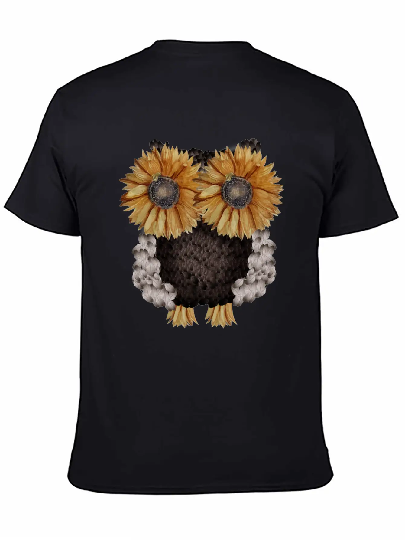 Owl Made Of Sunflower Seeds Stylish Everyday T-Shirt – Unisex Basic Cotton Tee