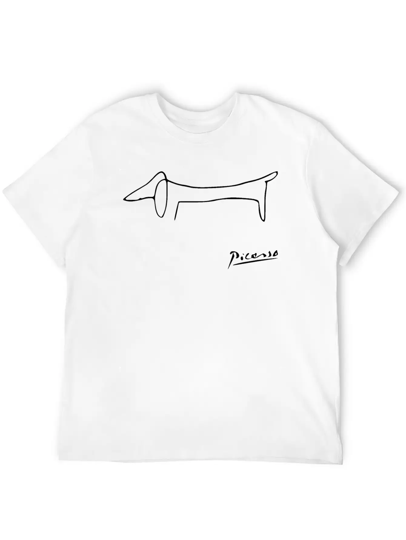Pablo Picasso Dog Dachshund - Sketch Reproduction Stylish Everyday T-Shirt – Unisex Basic Cotton Tee