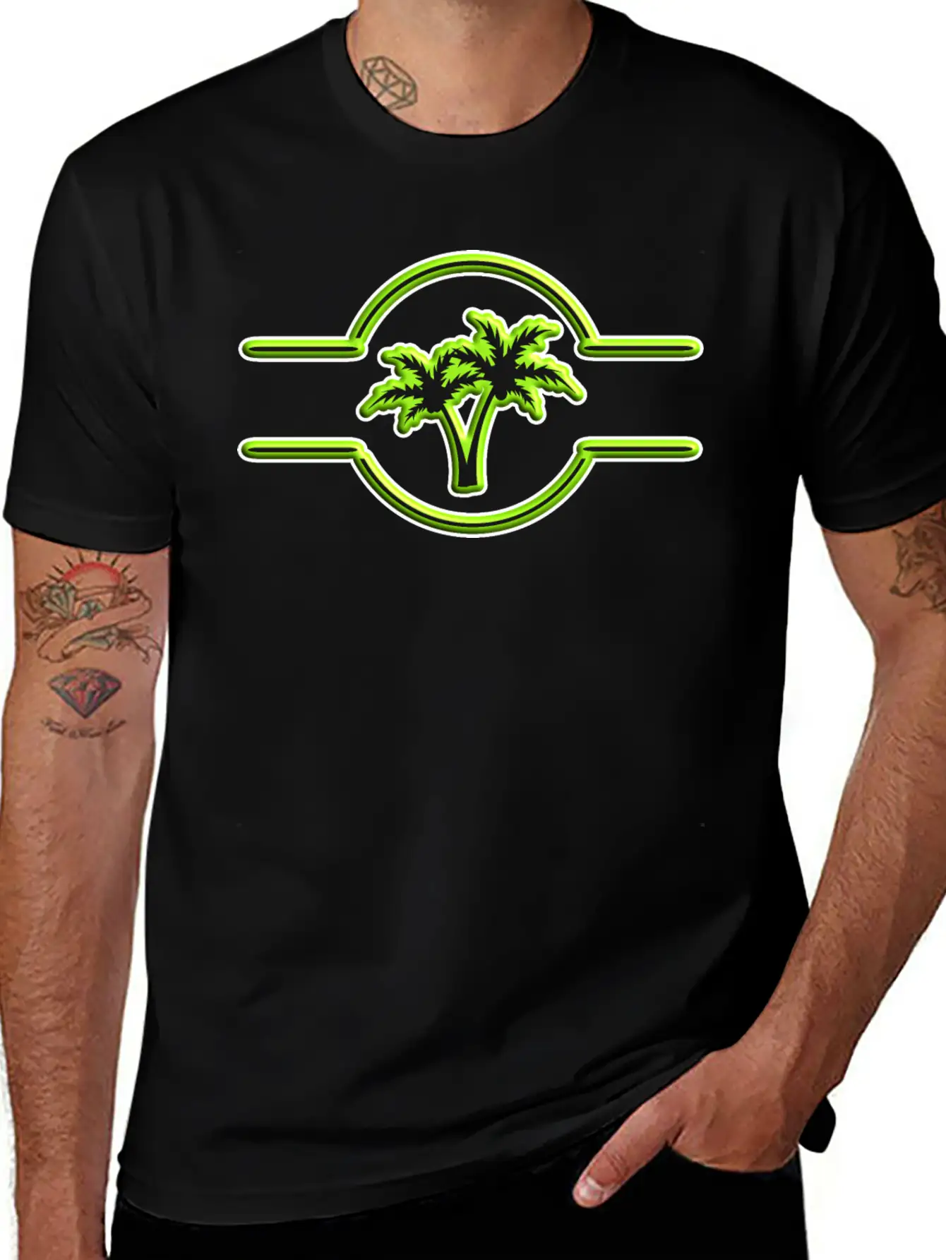 Palm Tree 3D Symbol Stylish Everyday T-Shirt – Unisex Basic Cotton Tee