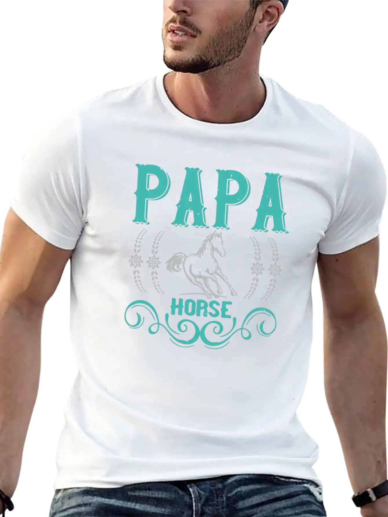 Papa Horse Stylish Everyday T-Shirt – Unisex Basic Cotton Tee