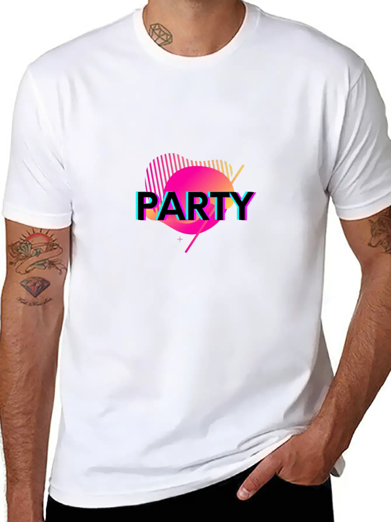 Party Gradient Classic Crew Neck Graphic Tee – Everyday Minimal Look