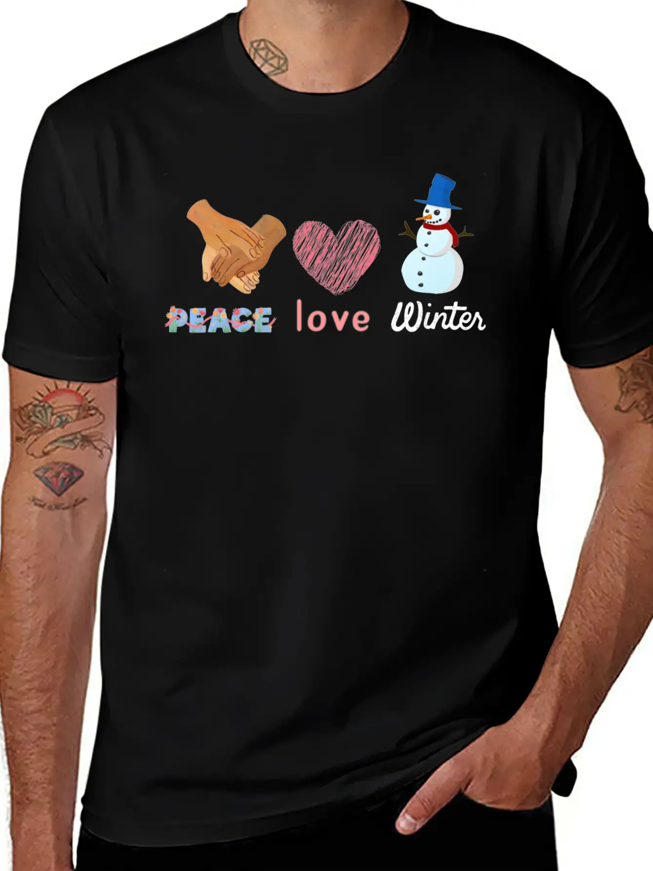 Peace, Love, Winter Stylish Everyday T-Shirt – Unisex Basic Cotton Tee