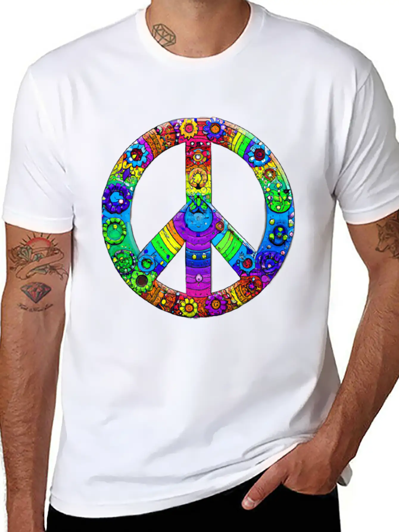 Peace Sign Flower Peace Symbol Stylish Everyday T-Shirt – Unisex Basic Cotton Tee