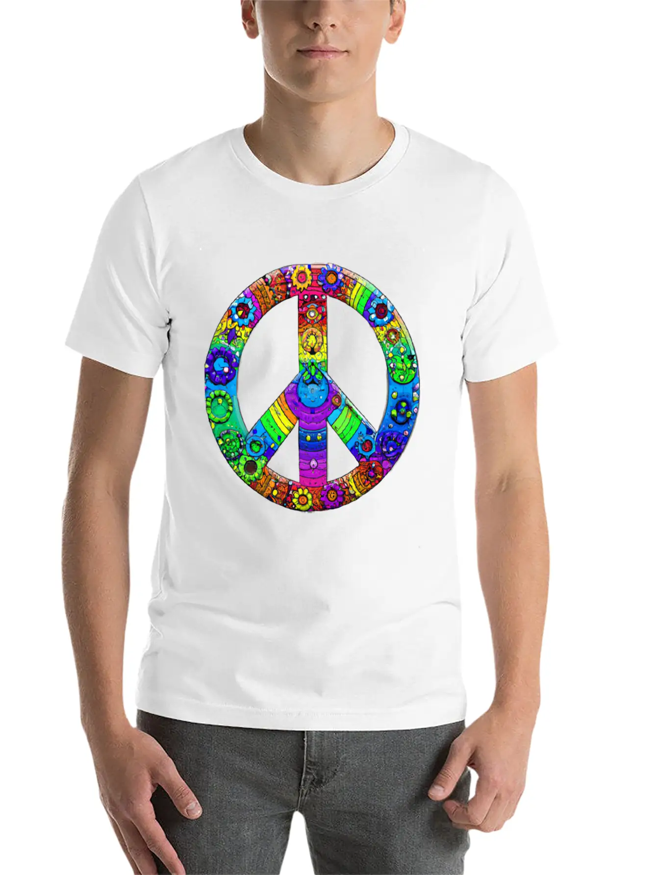 Peace Sign Flower Peace Symbol Stylish Everyday T-Shirt – Unisex Basic Cotton Tee