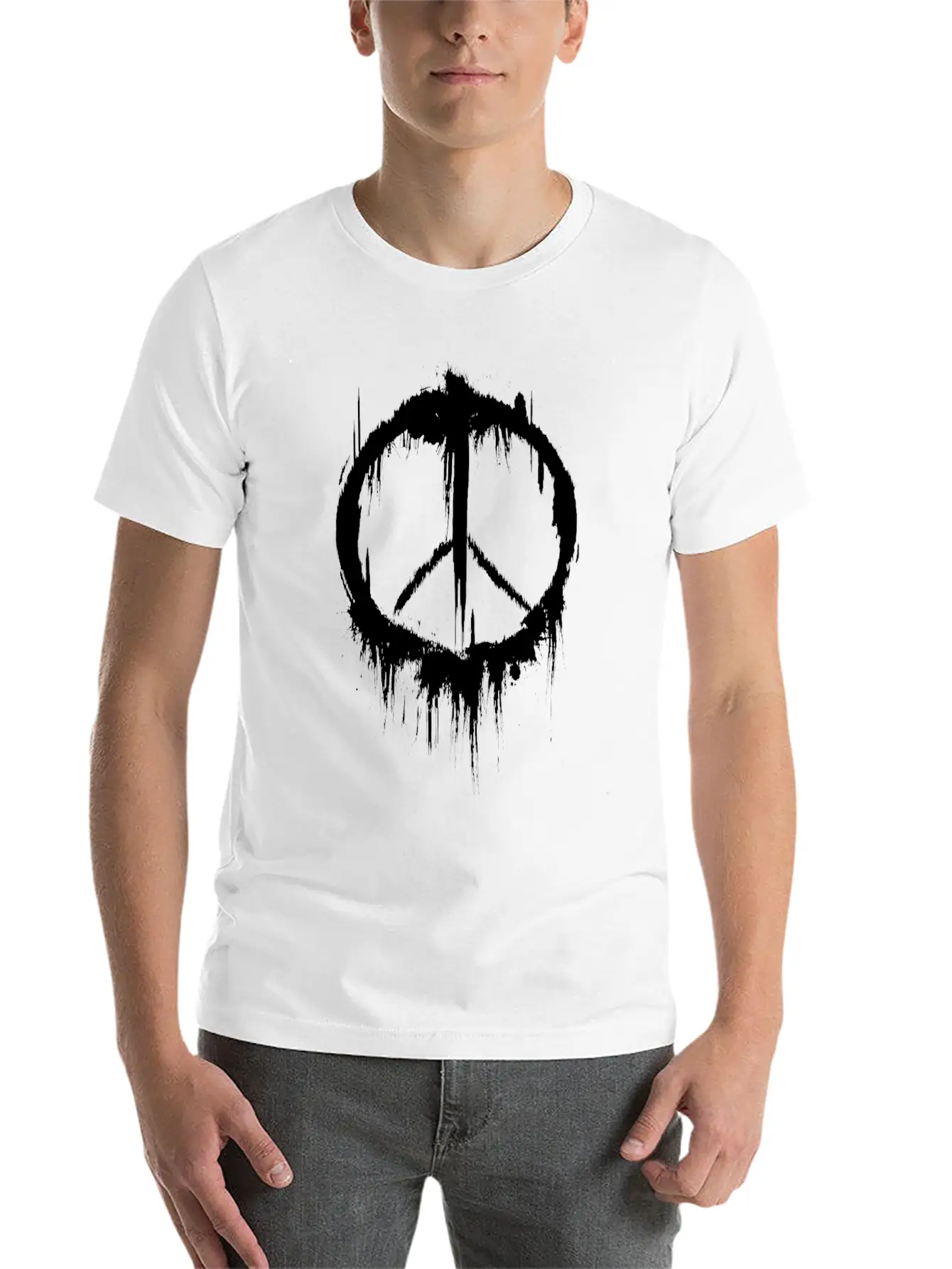 Peace Sign Peaceful 60s 70's Retro Hippie Stylish Everyday T-Shirt – Unisex Basic Cotton Tee