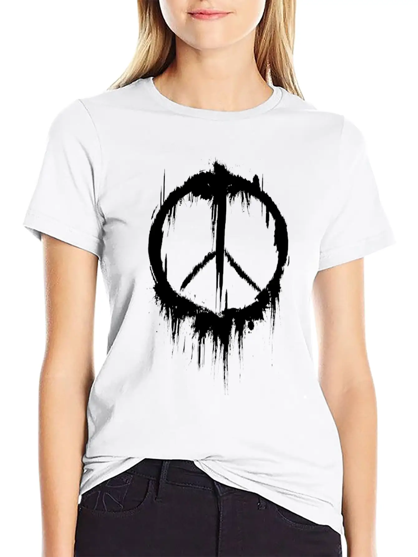 Peace Sign Peaceful 60s 70's Retro Hippie Stylish Everyday T-Shirt – Unisex Basic Cotton Tee