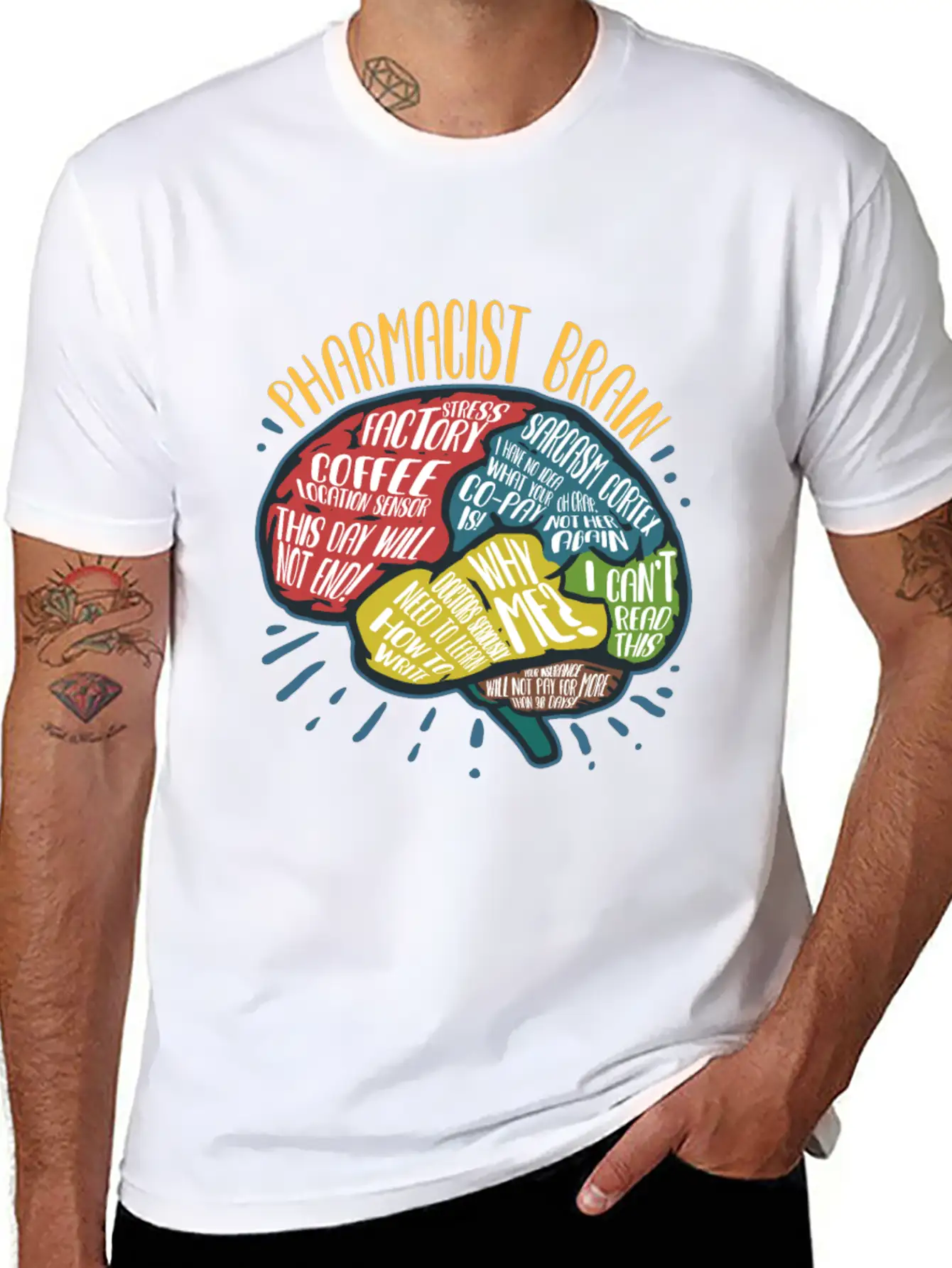 Pharmacist's Brain Funny Pharmacy Pharmacist Stylish Everyday T-Shirt – Unisex Basic Cotton Tee
