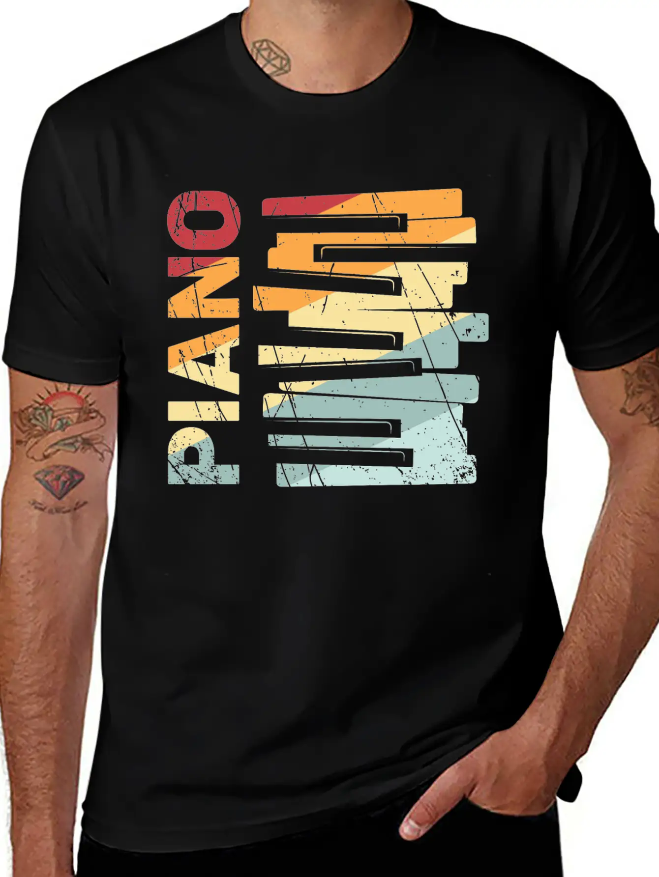 Piano Music Instrument Gift Pianist Keyboard Play Stylish Everyday T-Shirt – Unisex Basic Cotton Tee