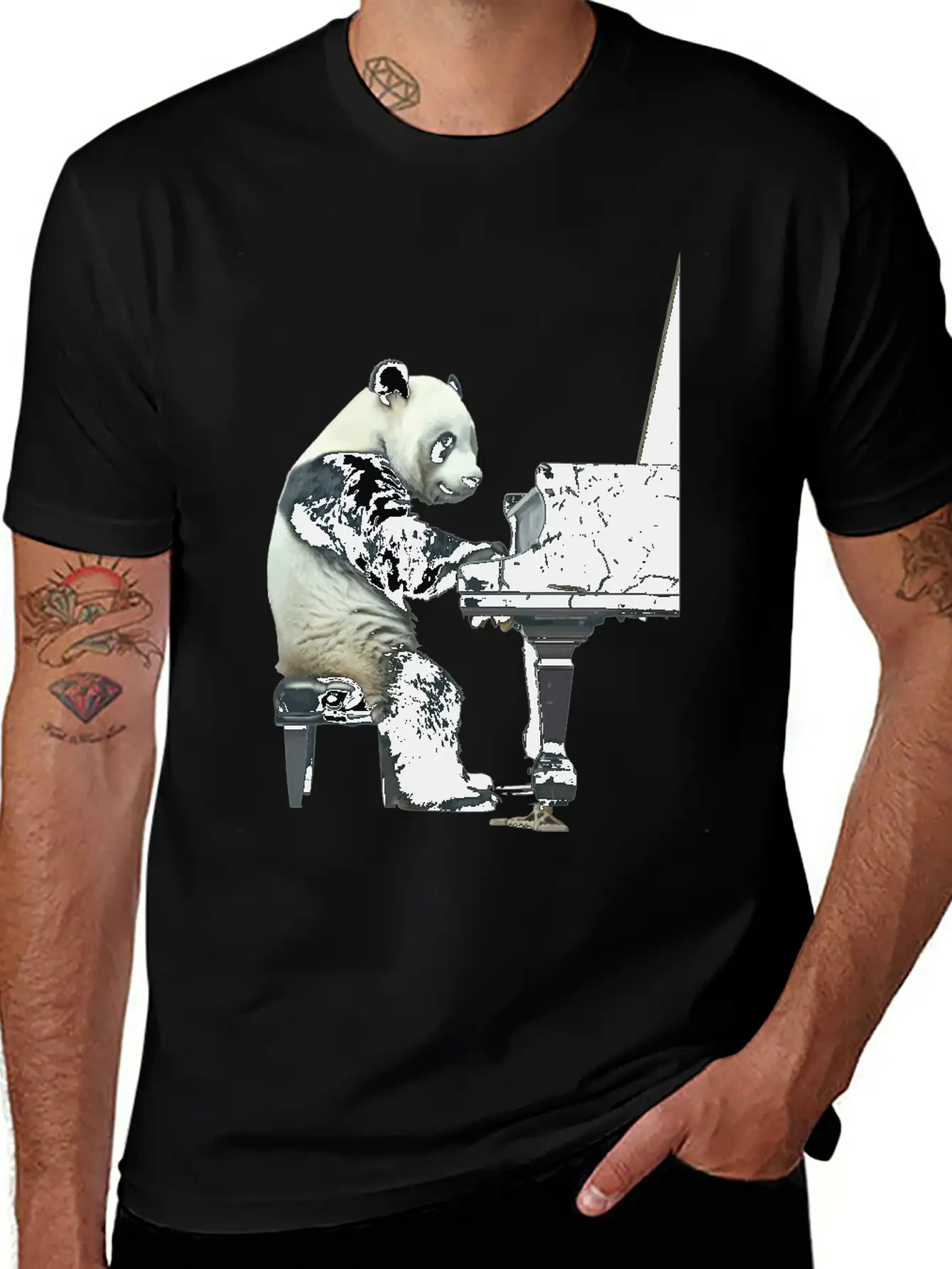 Piano Panda Simple Everyday Graphic Tee – Lightweight Summer Wear