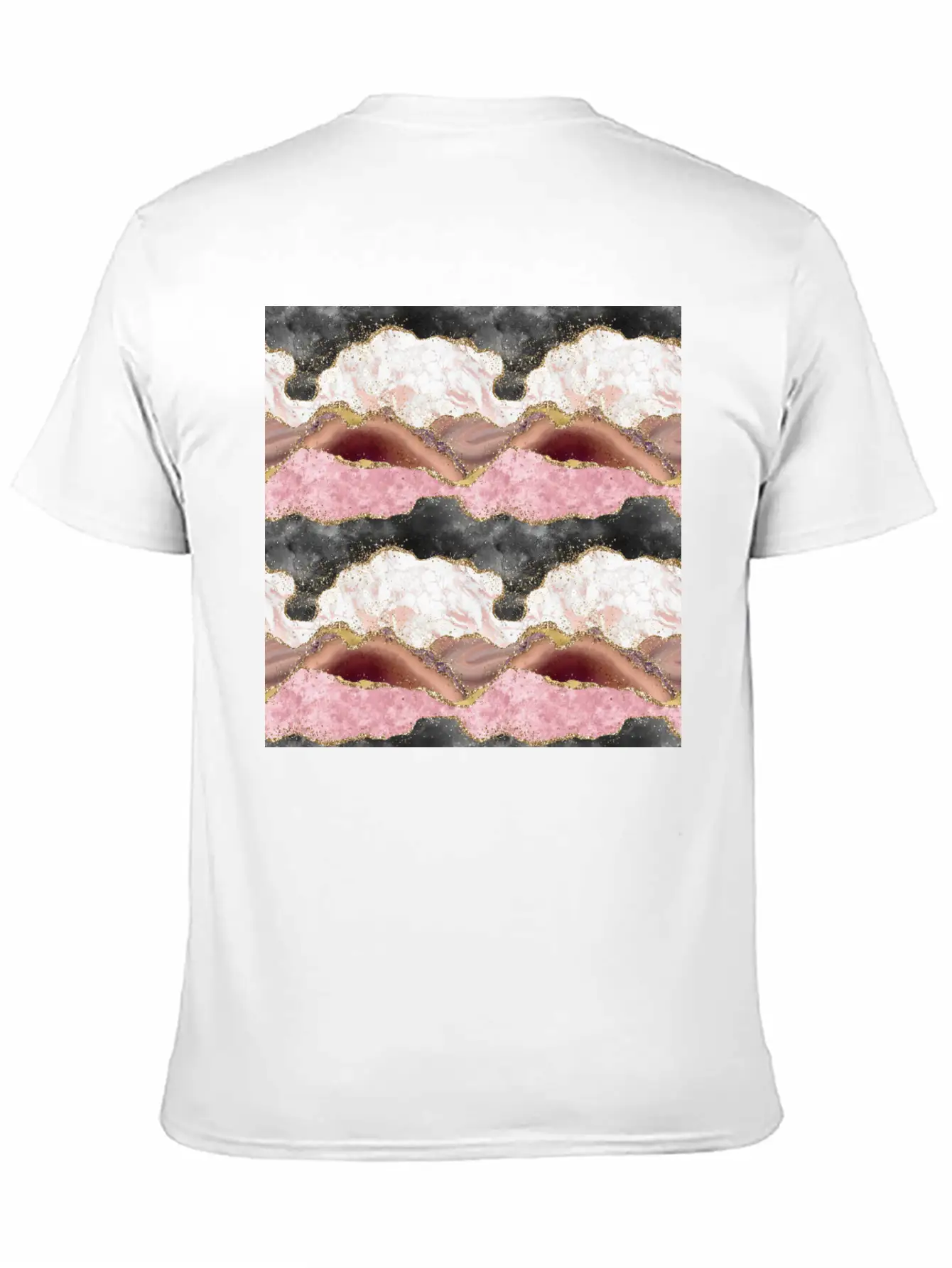 Pink Gold Glitter Agate Marble Stylish Everyday T-Shirt – Unisex Basic Cotton Tee