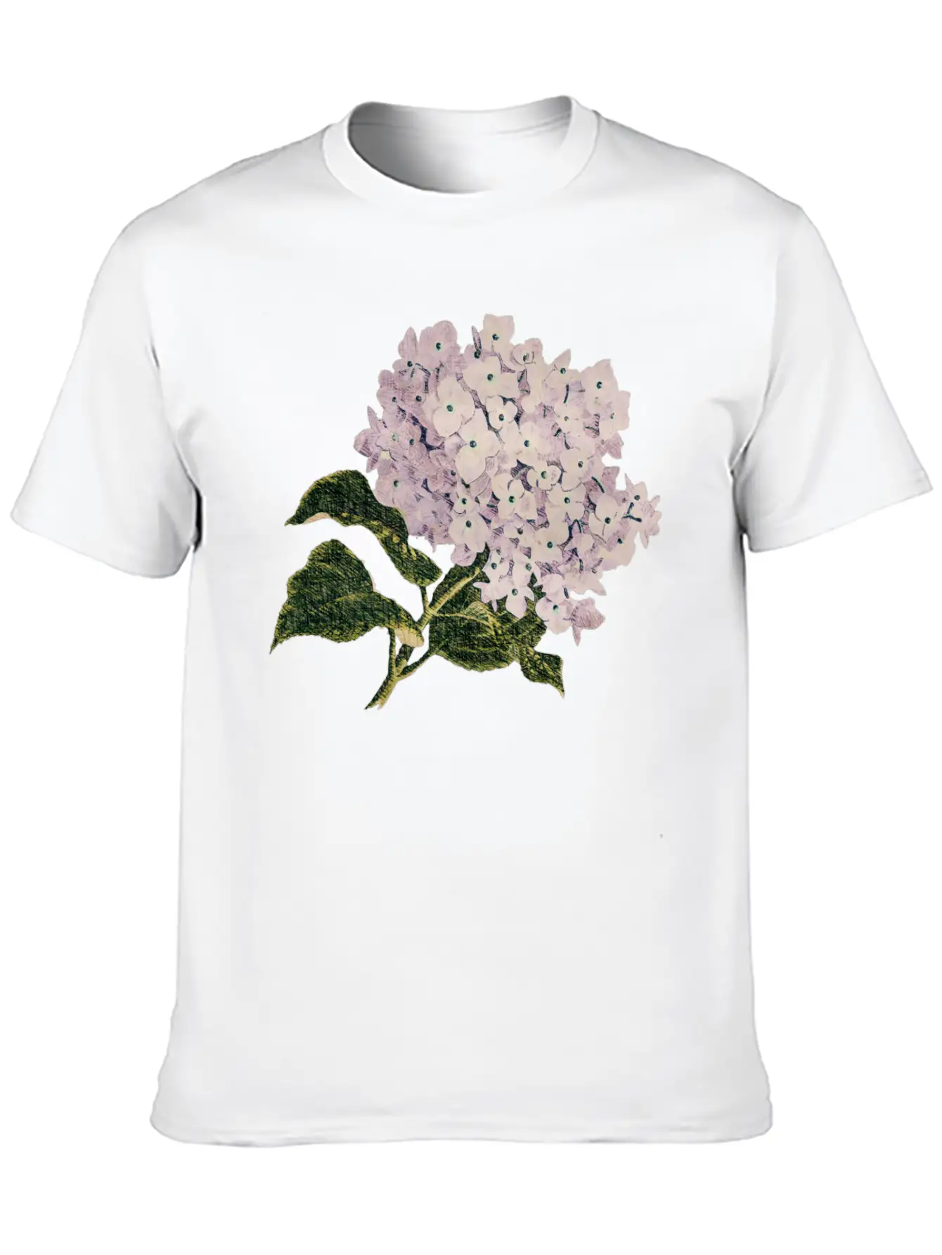 Pink Hortensia Vintage Breathable Graphic T-Shirt – Perfect For Casual Days