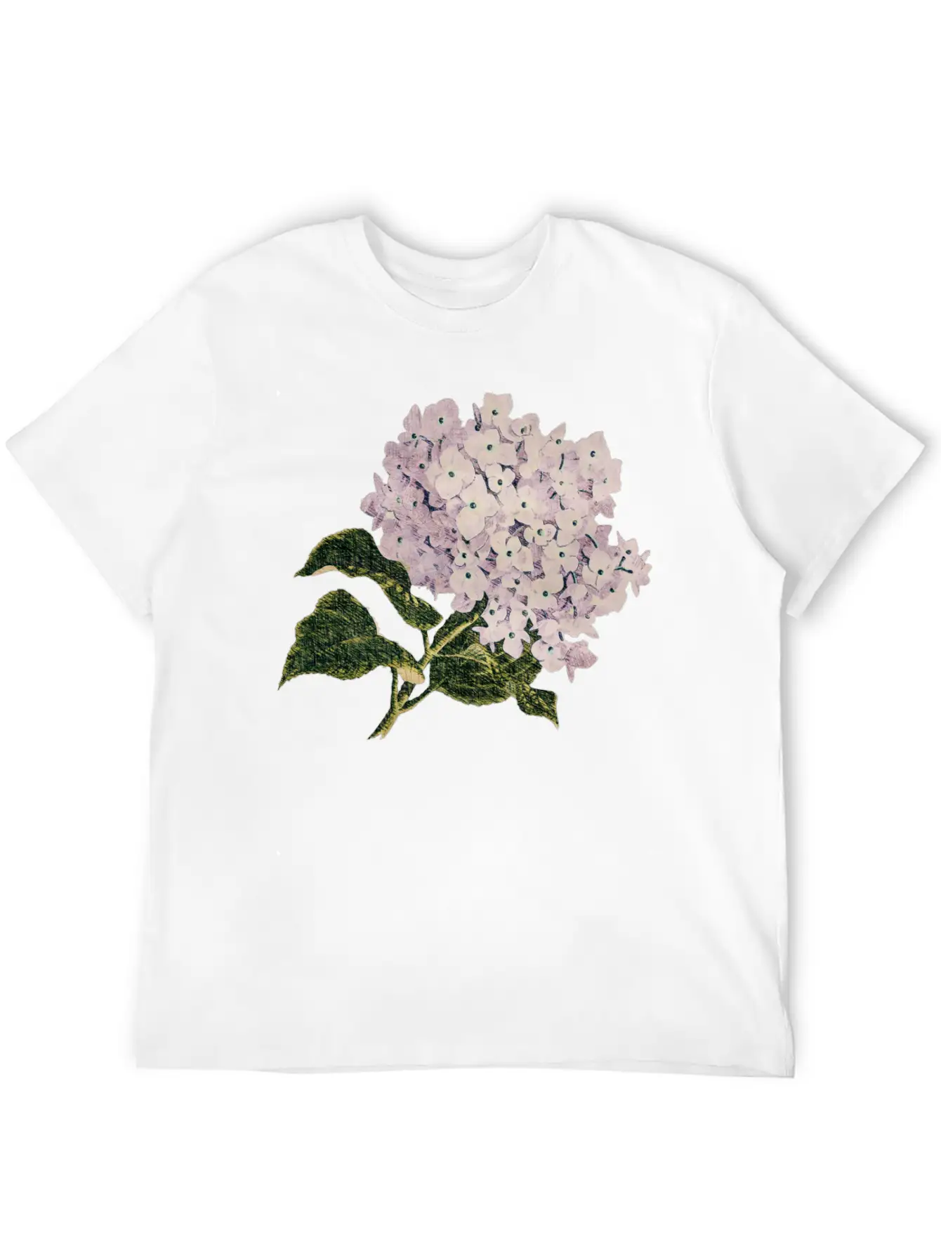 Pink Hortensia Vintage Breathable Graphic T-Shirt – Perfect For Casual Days