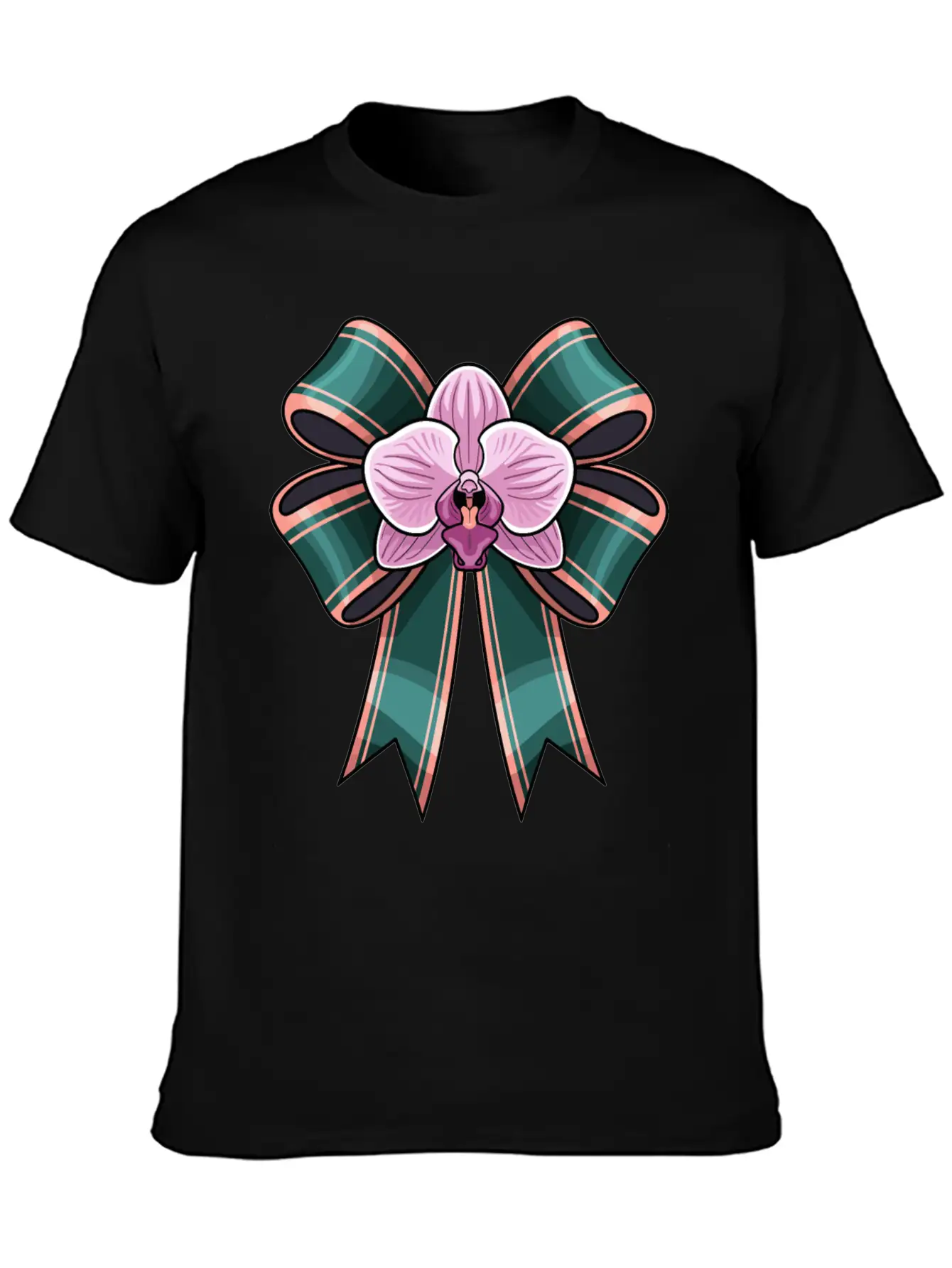 Pink Phalaenopsis Phal Orchid On Bow Basic Graphic T-Shirt – Daily Comfort In Soft Cotton