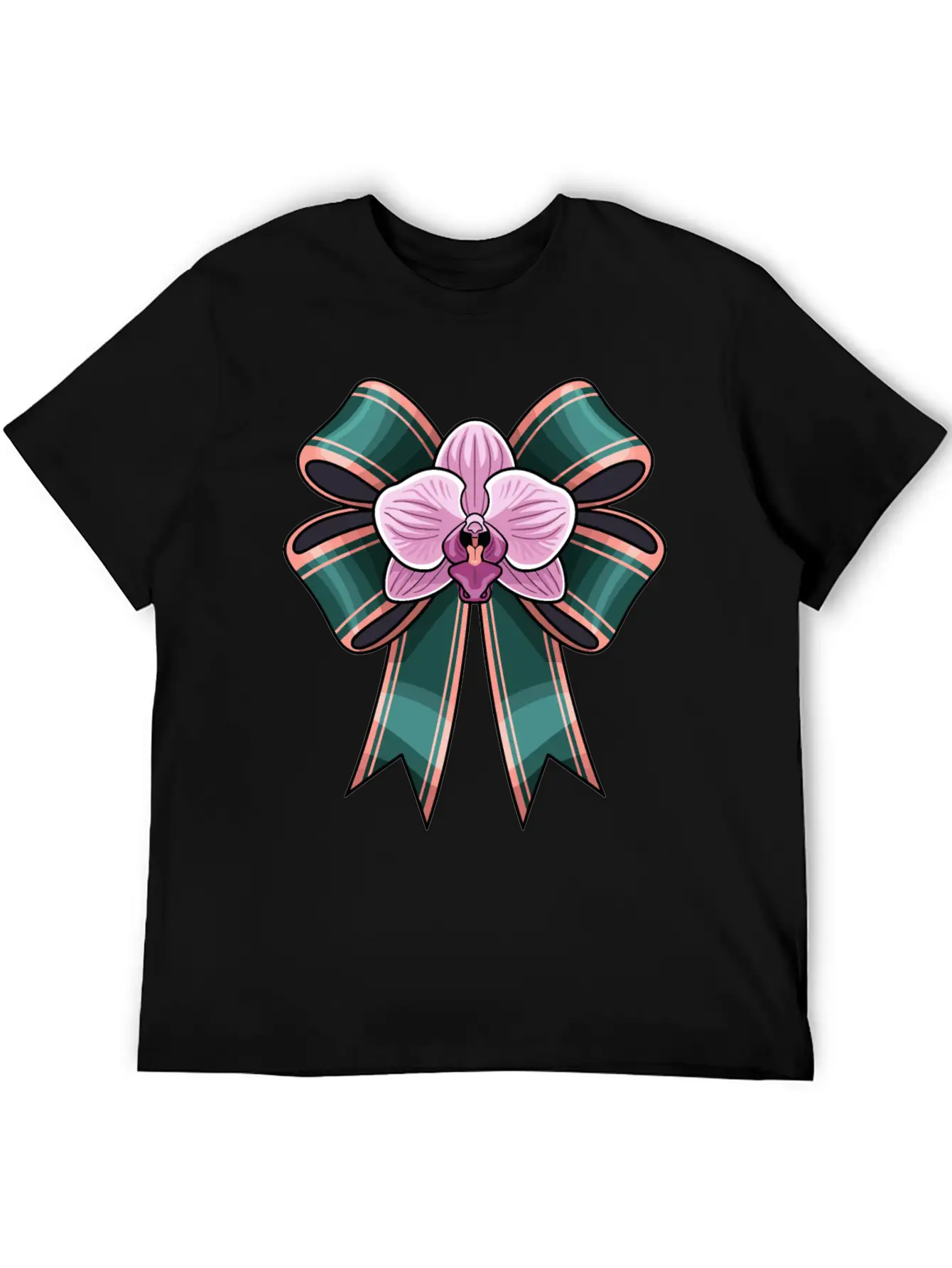 Pink Phalaenopsis Phal Orchid On Bow Basic Graphic T-Shirt – Daily Comfort In Soft Cotton