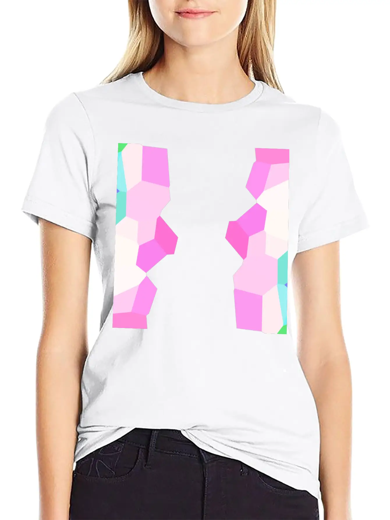 Pink Stone Icon Abstract Pattern Sides Stylish Everyday T-Shirt – Unisex Basic Cotton Tee
