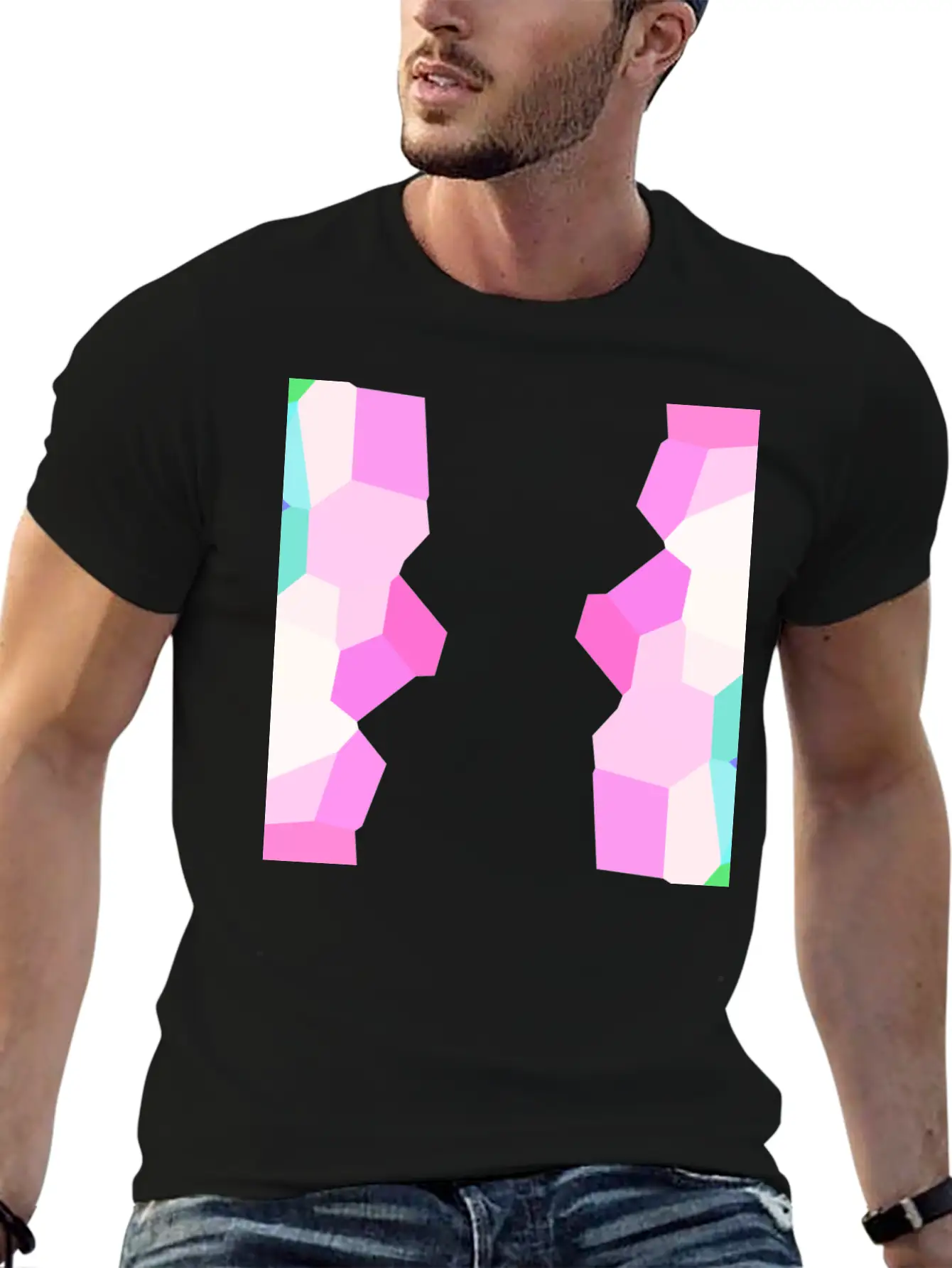 Pink Stone Icon Abstract Pattern Sides Stylish Everyday T-Shirt – Unisex Basic Cotton Tee