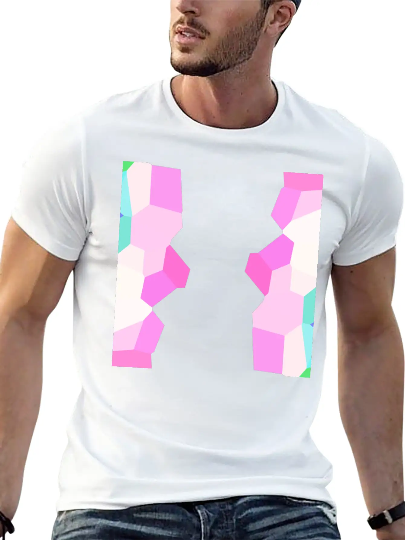 Pink Stone Icon Abstract Pattern Sides Stylish Everyday T-Shirt – Unisex Basic Cotton Tee