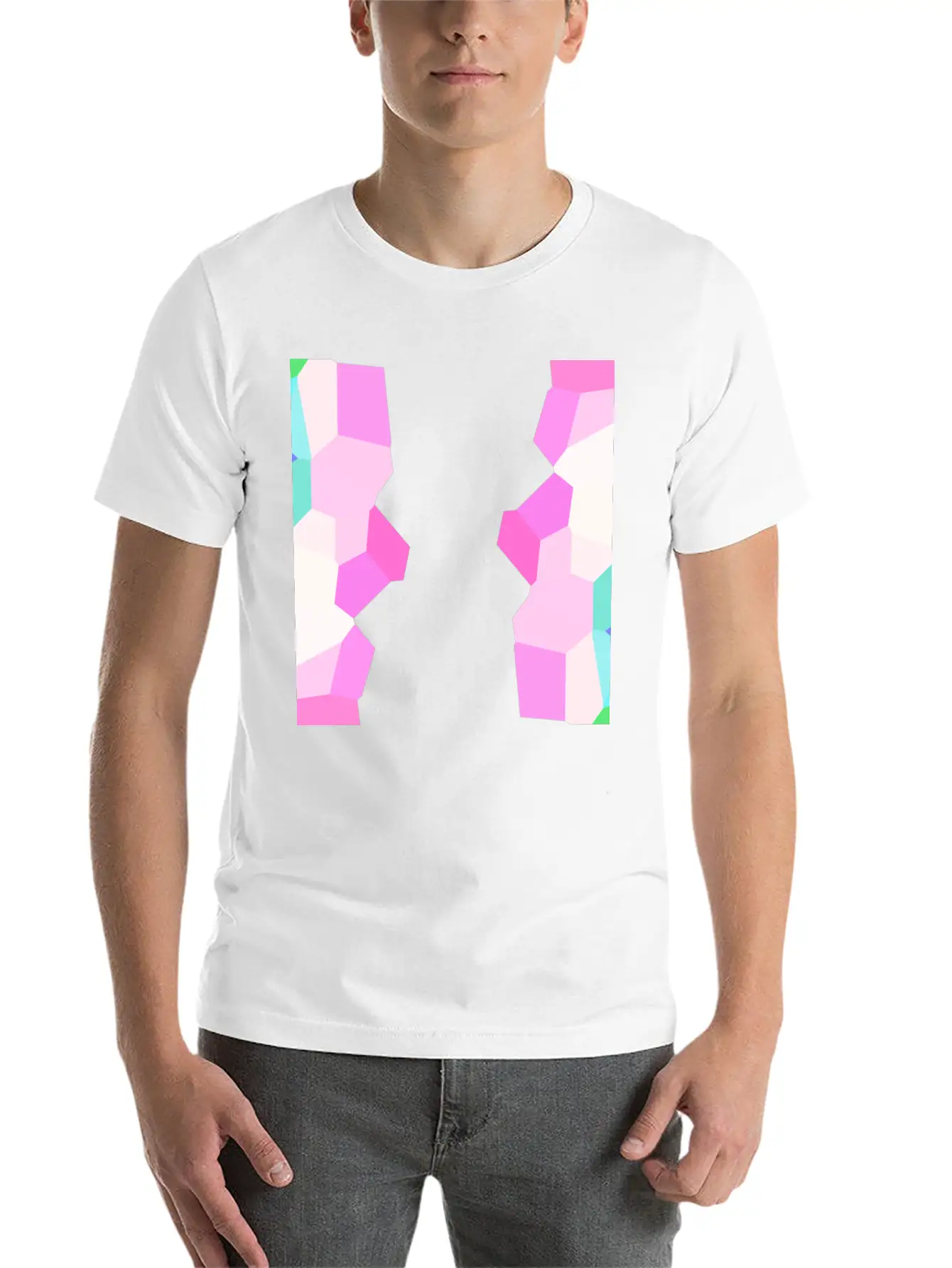 Pink Stone Icon Abstract Pattern Sides Stylish Everyday T-Shirt – Unisex Basic Cotton Tee