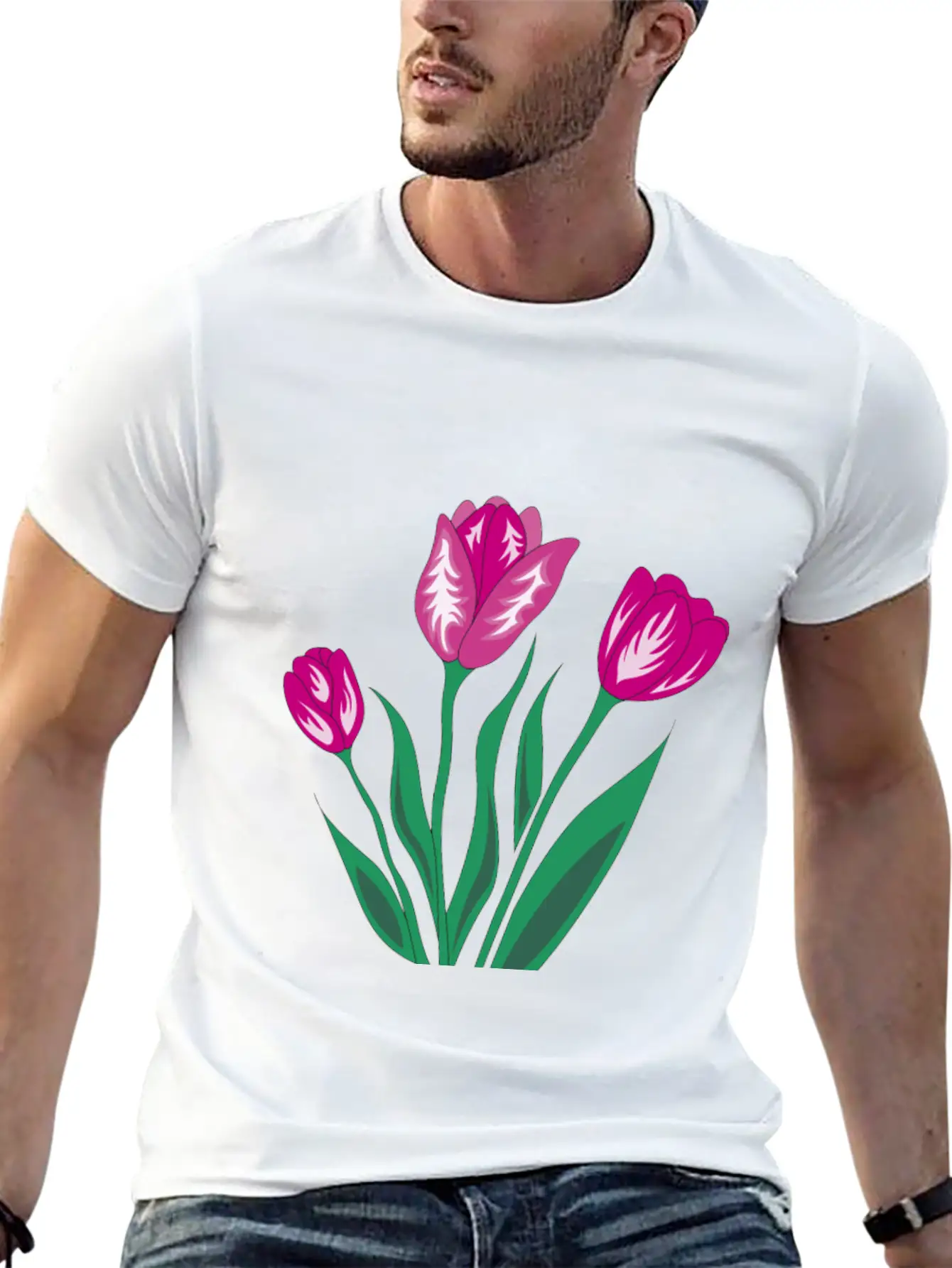 Pink Tulip Basic Graphic T-Shirt – Daily Comfort In Soft Cotton