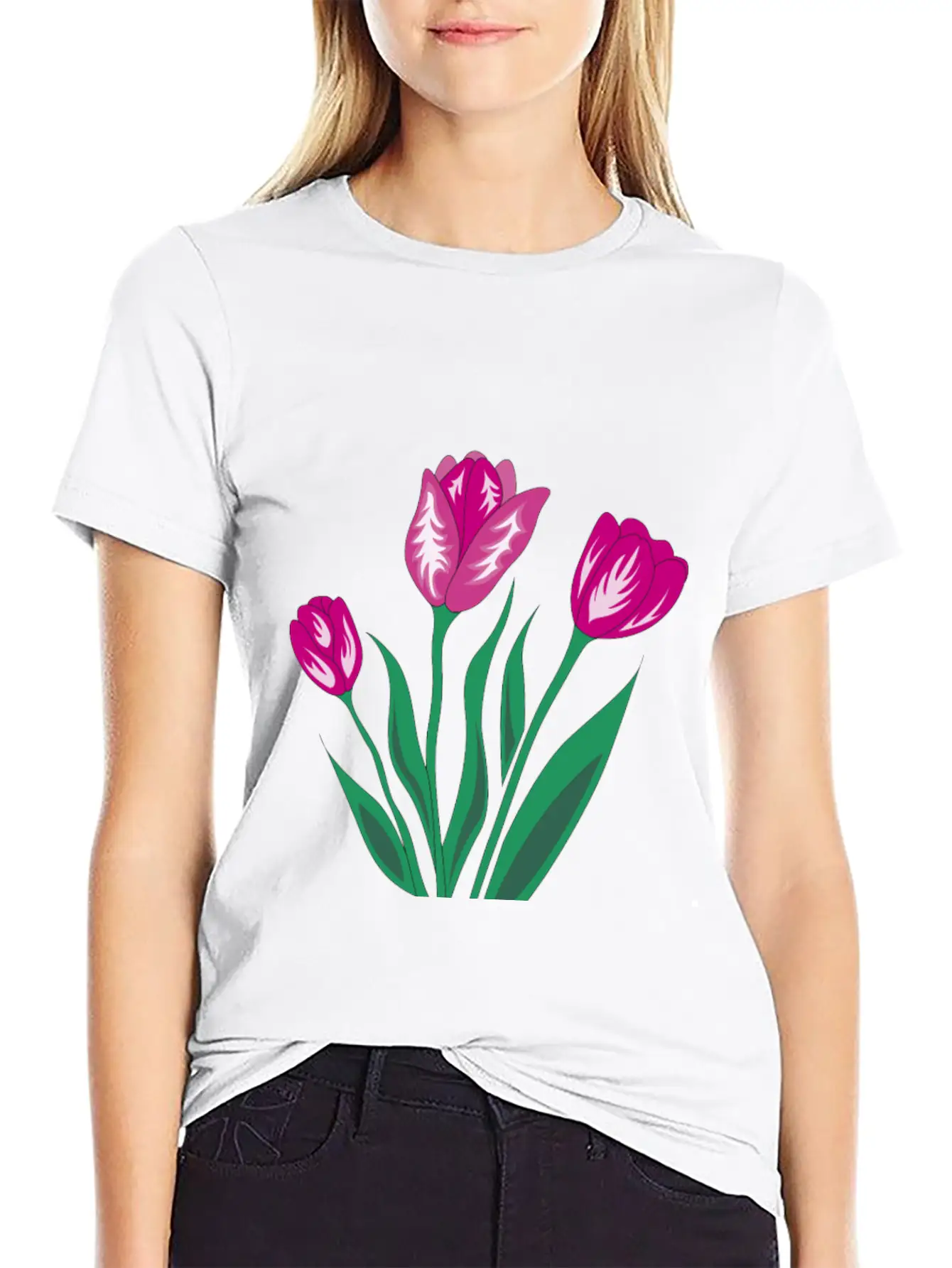 Pink Tulip Basic Graphic T-Shirt – Daily Comfort In Soft Cotton