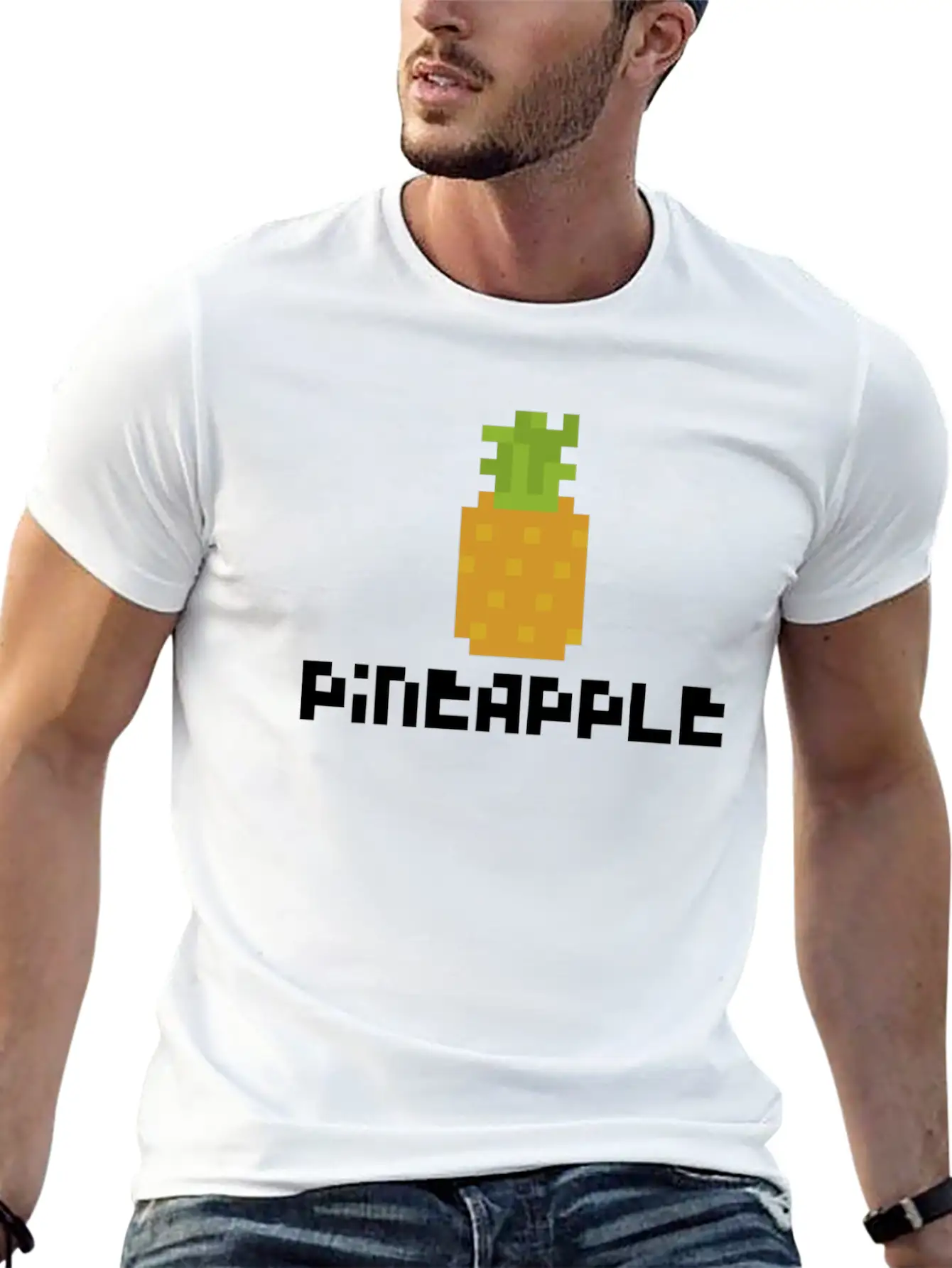 Pixel Pineapple Basic Graphic T-Shirt – Daily Comfort In Soft Cotton