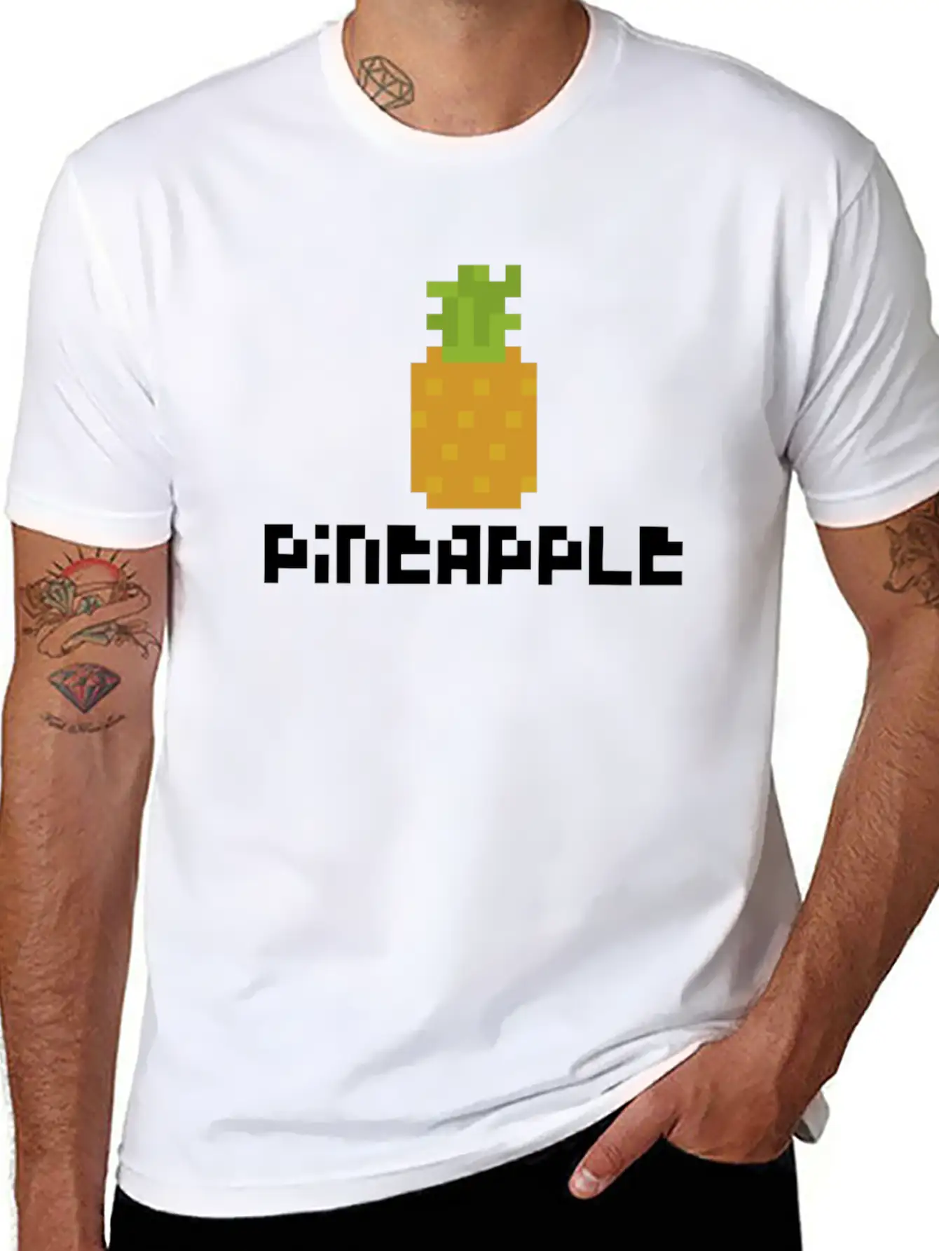 Pixel Pineapple Basic Graphic T-Shirt – Daily Comfort In Soft Cotton